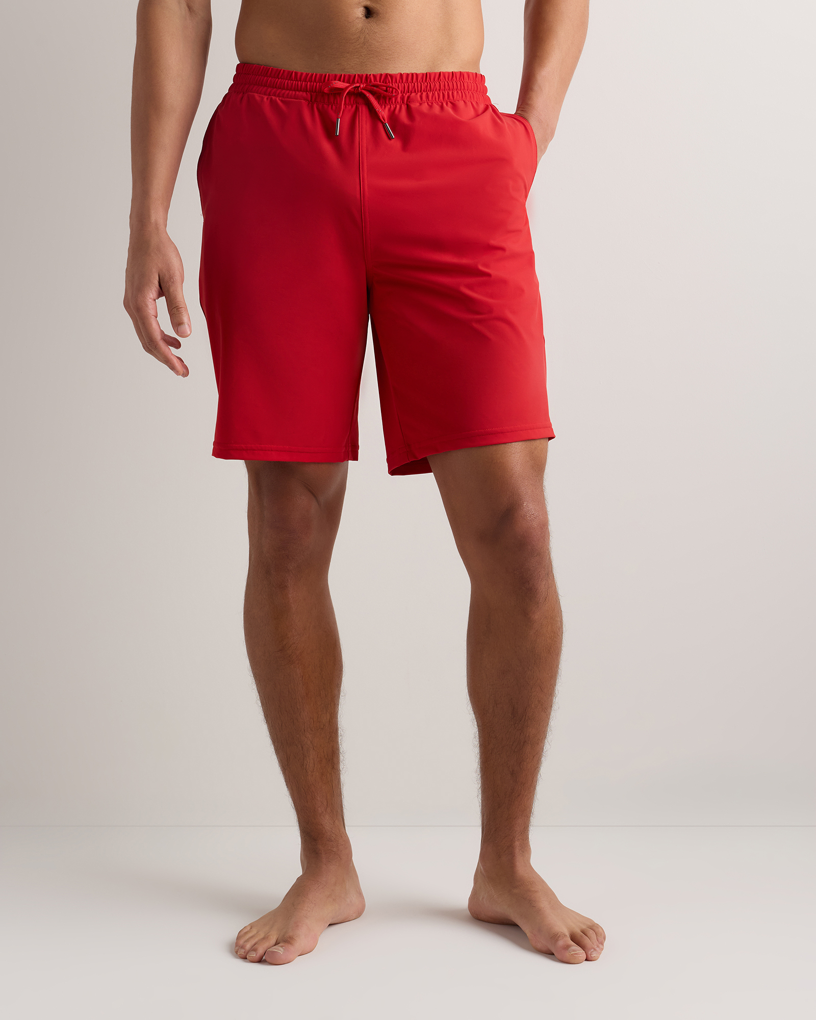 Crimson Italian Swim Trunks - 9"