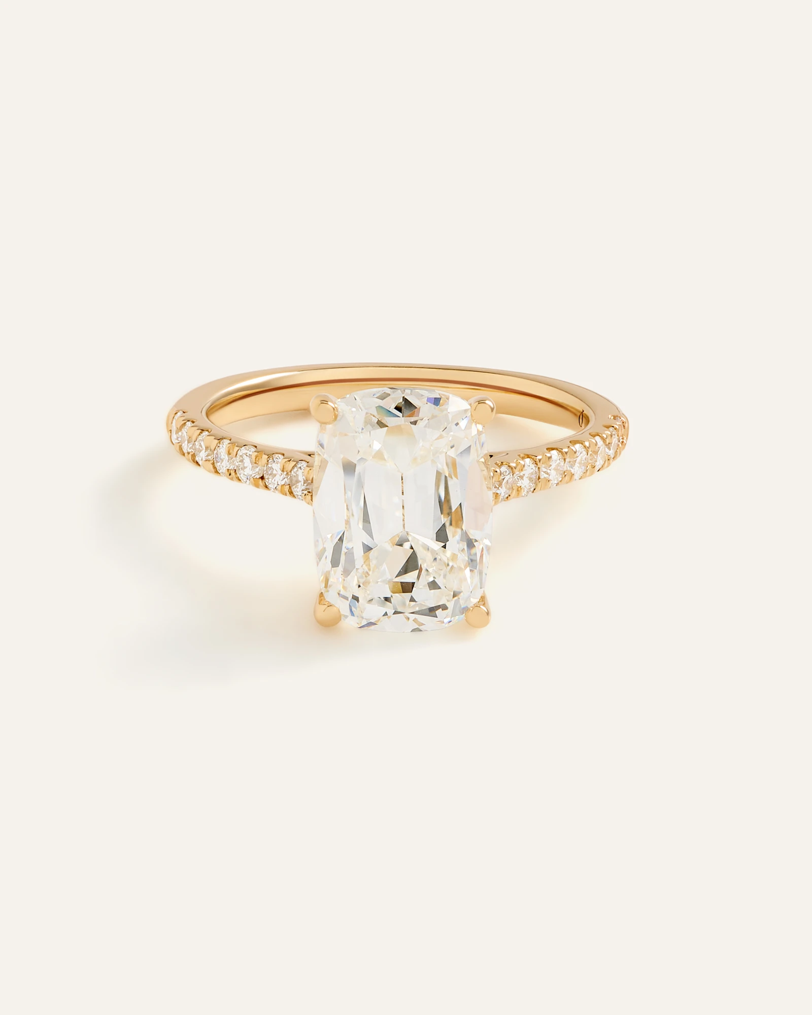 Lab Grown Diamond Antique Cushion Pave Trellis Cathedral Engagement Ring - 4ct