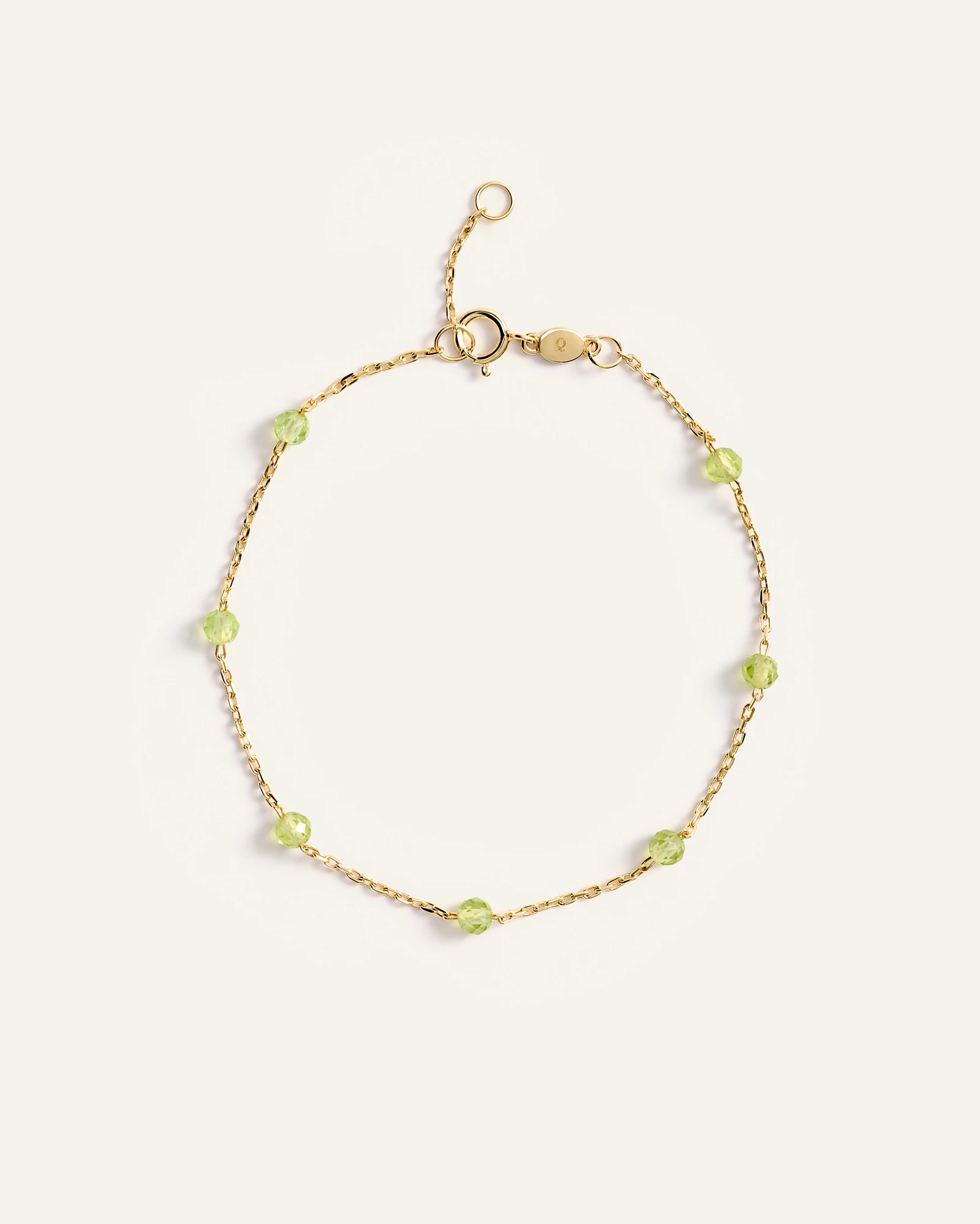 14K Gold Gemstone Station Stackable Bracelet - Peridot
