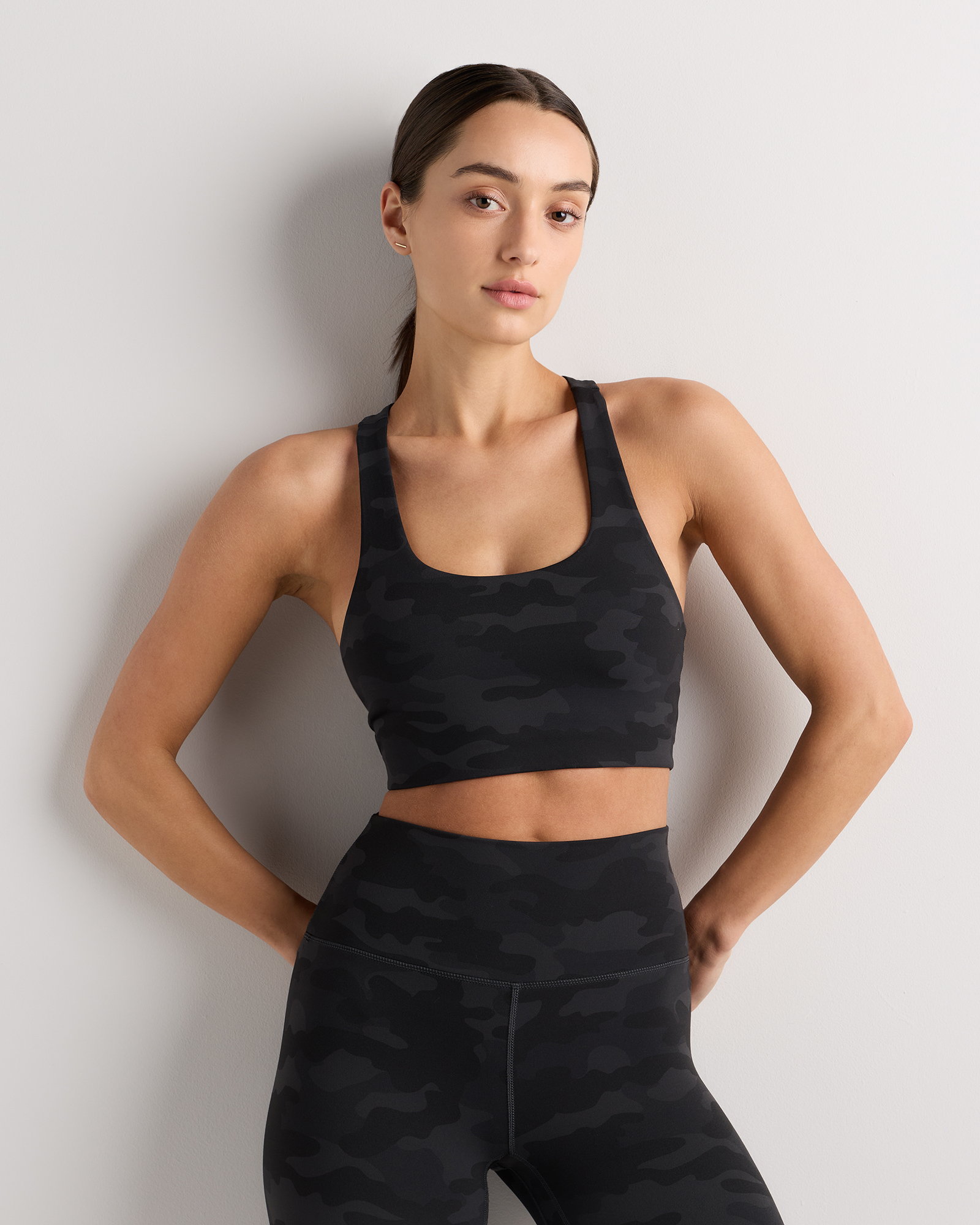 Black Camo Ultra-Form Scoop Neck Longline Bra