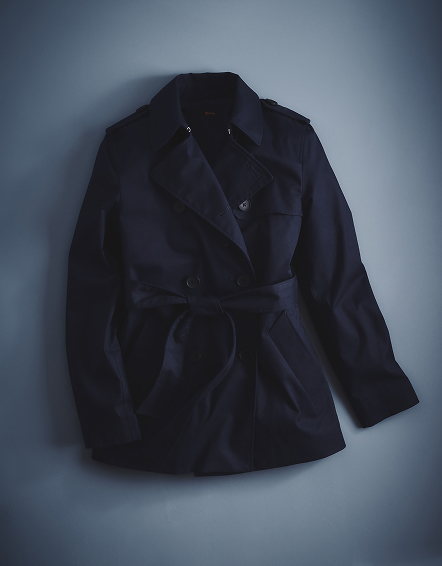 Navy Comfort Stretch Short Trench Coat