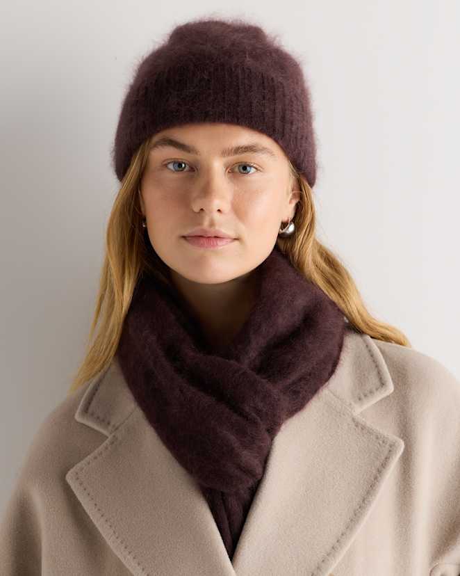 Chocolate Plum Brown Brushed Cashmere Beanie