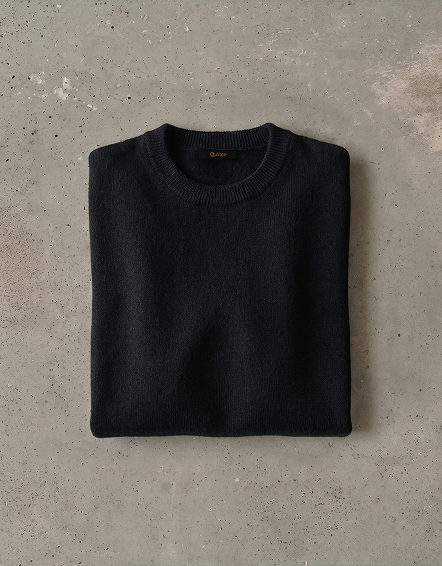 Black Mongolian Cashmere Crewneck Sweater