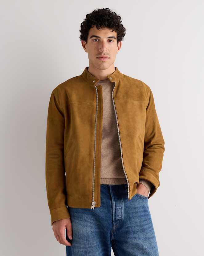 Sahara Tan 100% Suede Café Racer Jacket