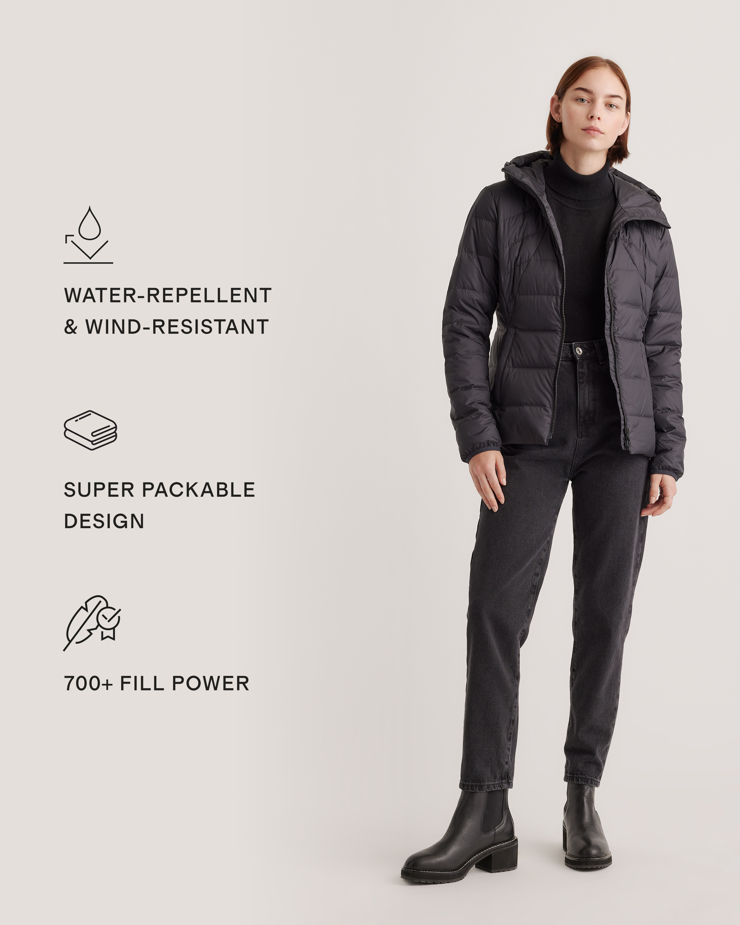 Lightweight Down Packable Puffer Hooded Jacket