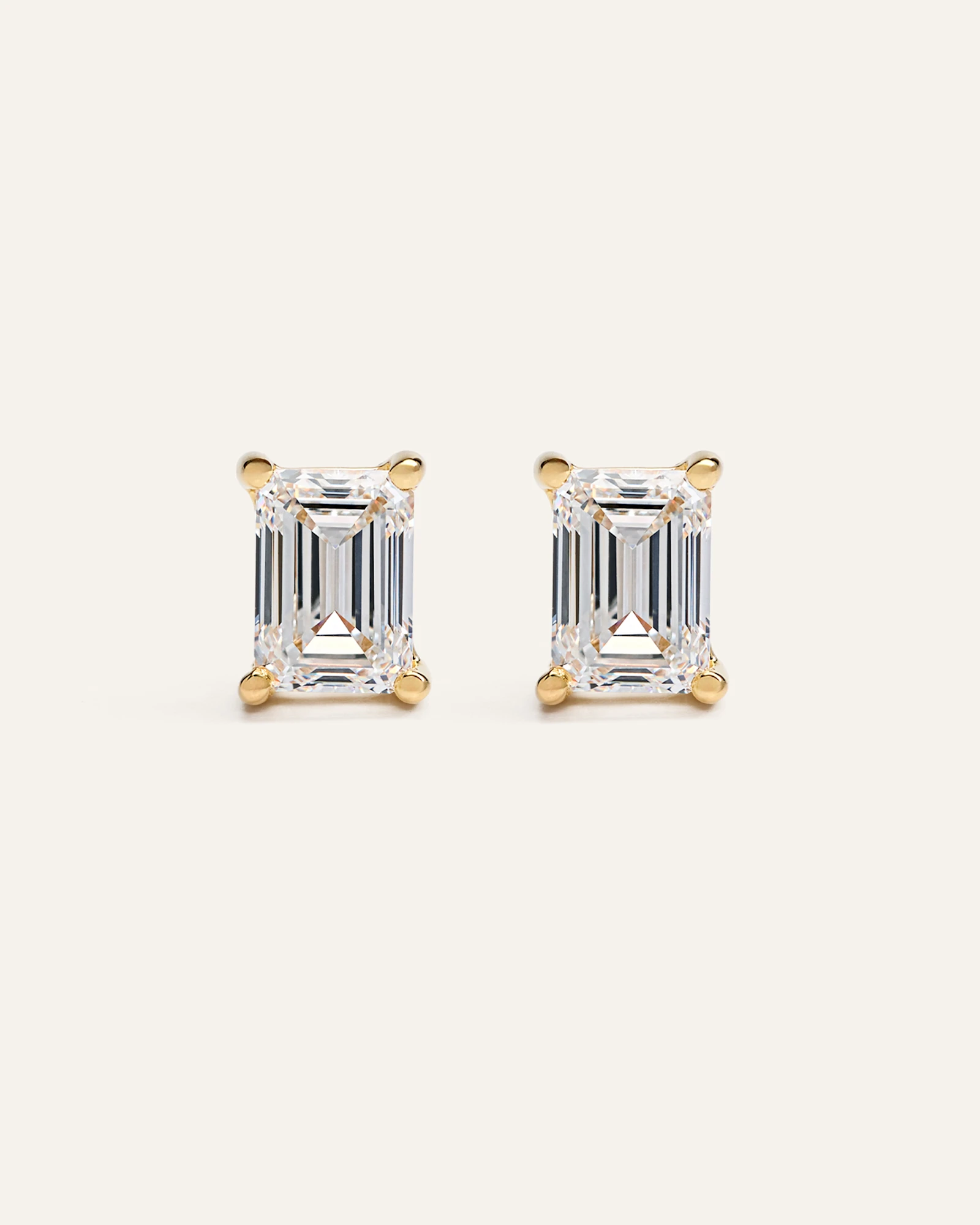 14K Gold Lab Grown Diamond Luxe Emerald Studs - 6ctw