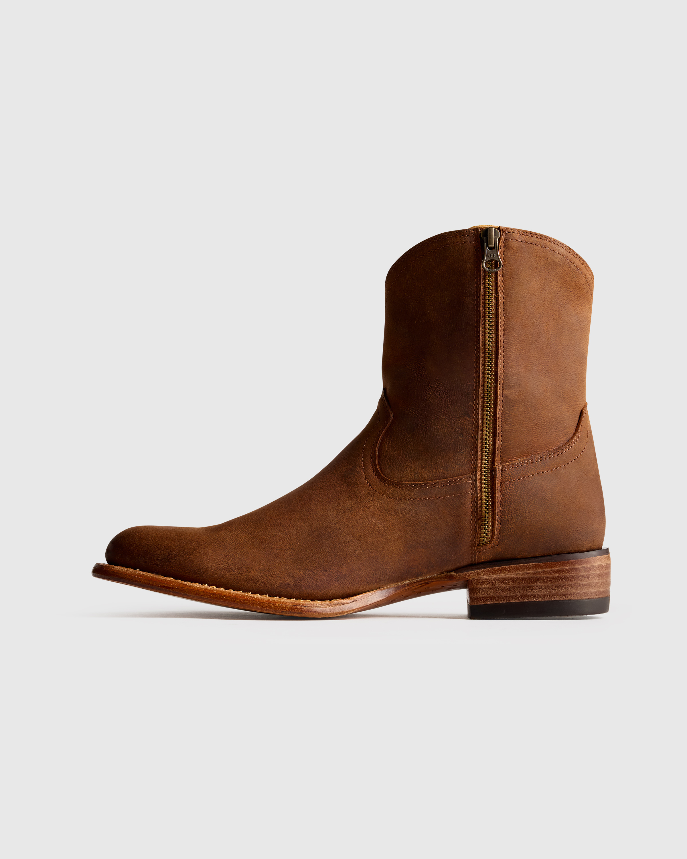 靴 aclent Calf zip western long boots Crafted Leather Western Zip Boot in Whiskey