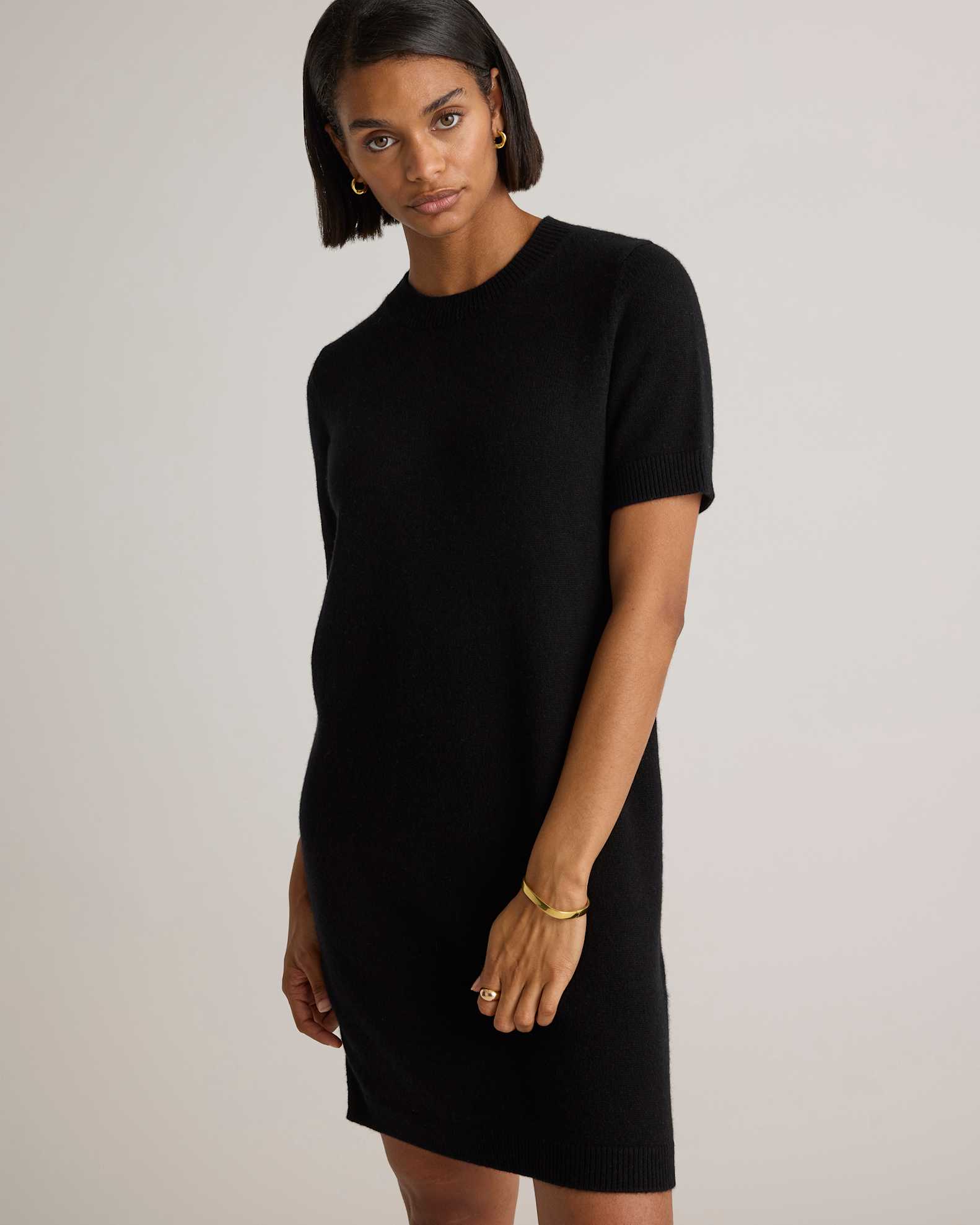black cashmere mini dress Eric Bompard Cashmere High-neck Mini Dress