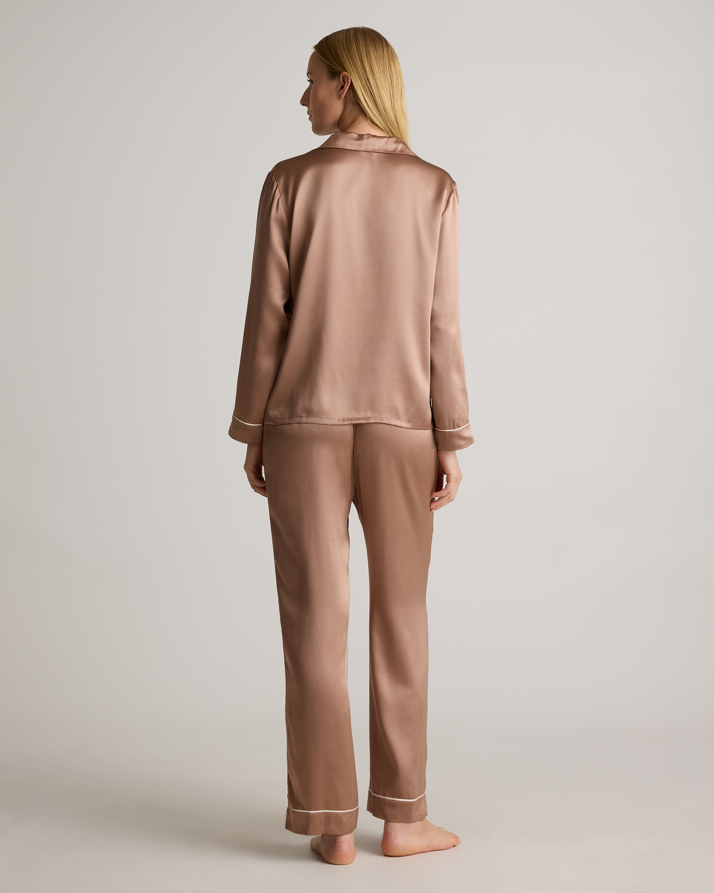 100% Washable Silk Satin Pajama Long Sleeve Top