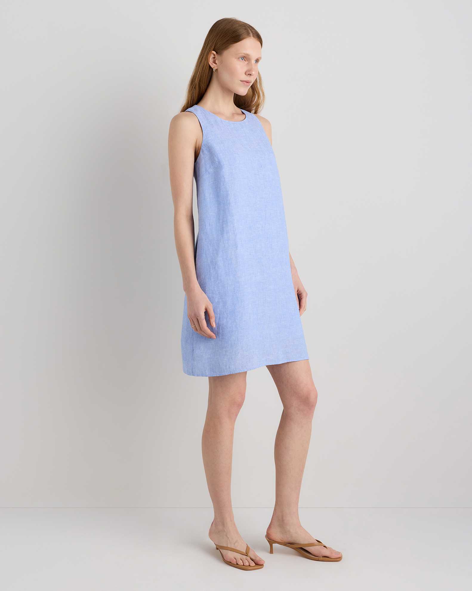 100% European Linen Tank Mini Dress in French Blue 100% European Linen Tank Mini Dress in French Blue