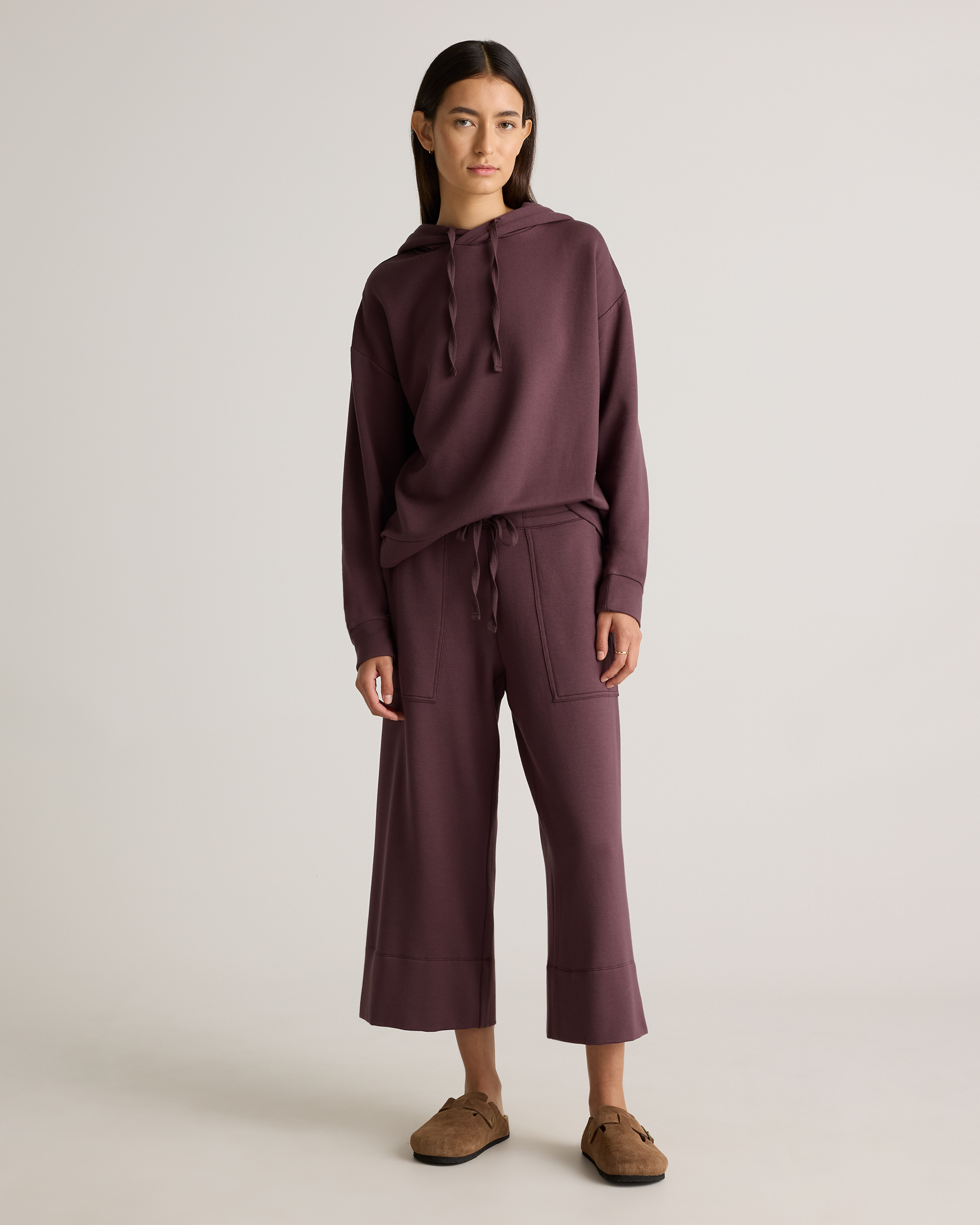 【HI FI FNK】Lorail Fleece Wide Pants SuperSoft Fleece Cropped Wide Leg Pants