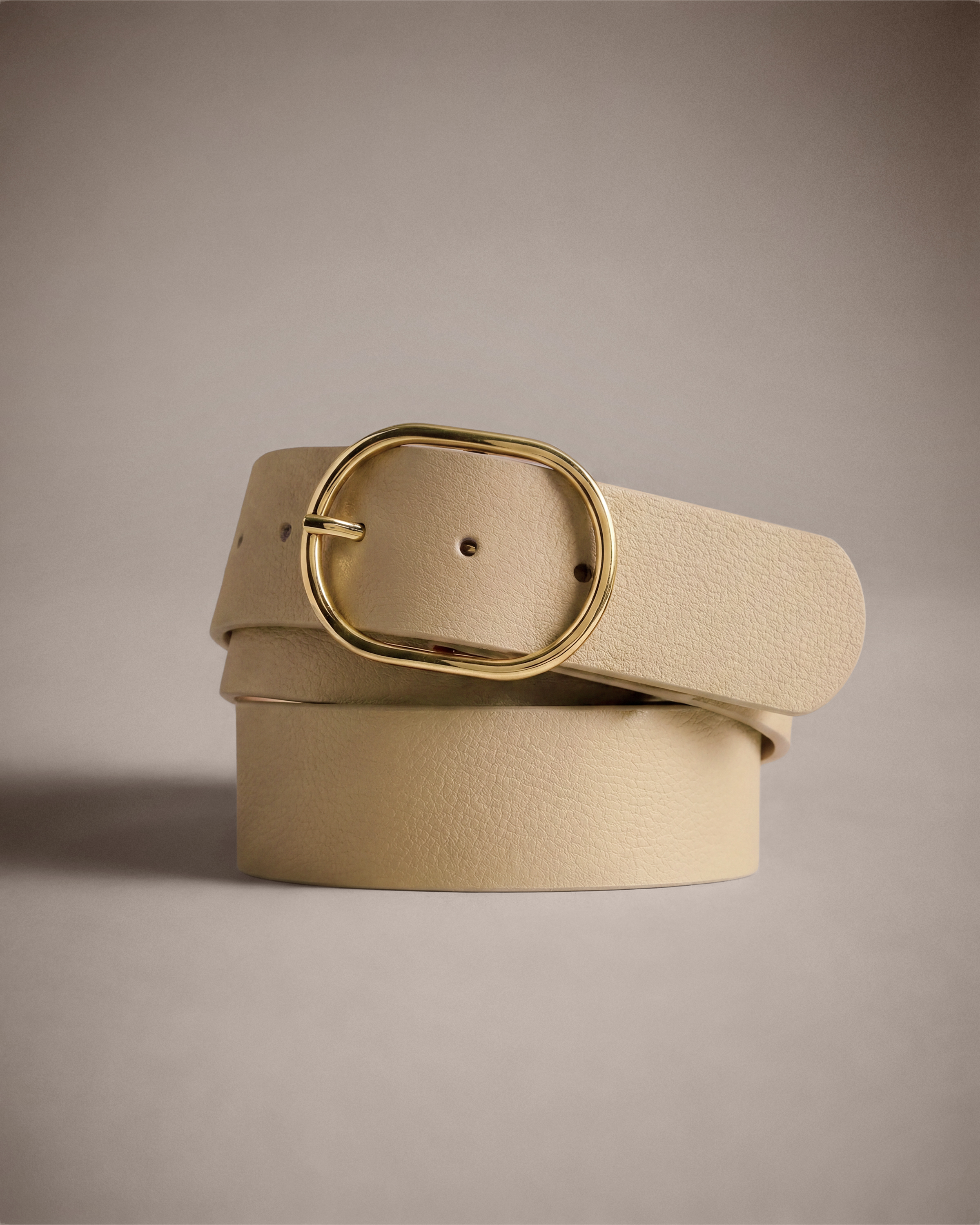 Mushroom Cleo Oval European Leather Belt