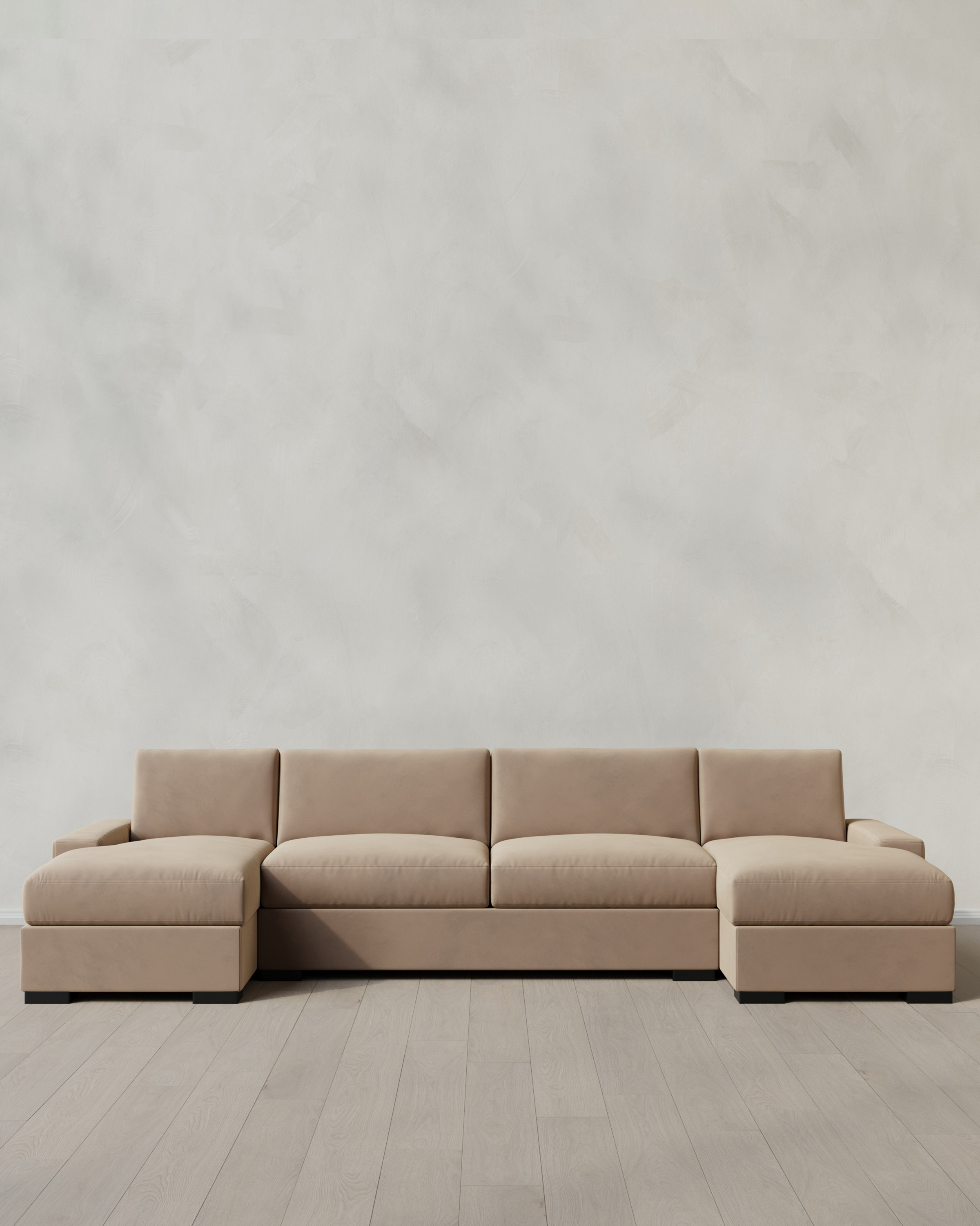 Taupe Stillman U Sectional in Performance Velvet