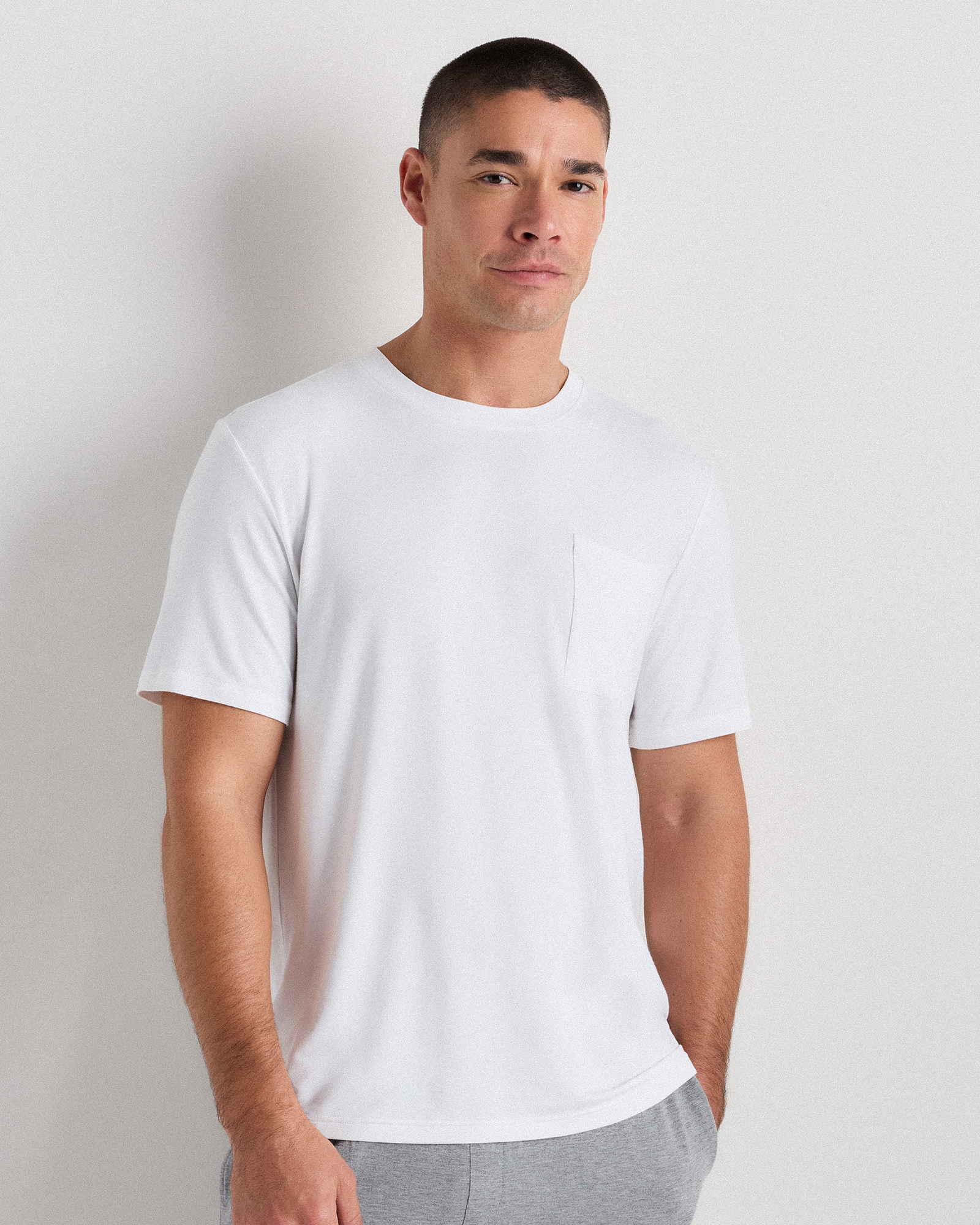 White Bamboo Jersey Relaxed Lounge Tee