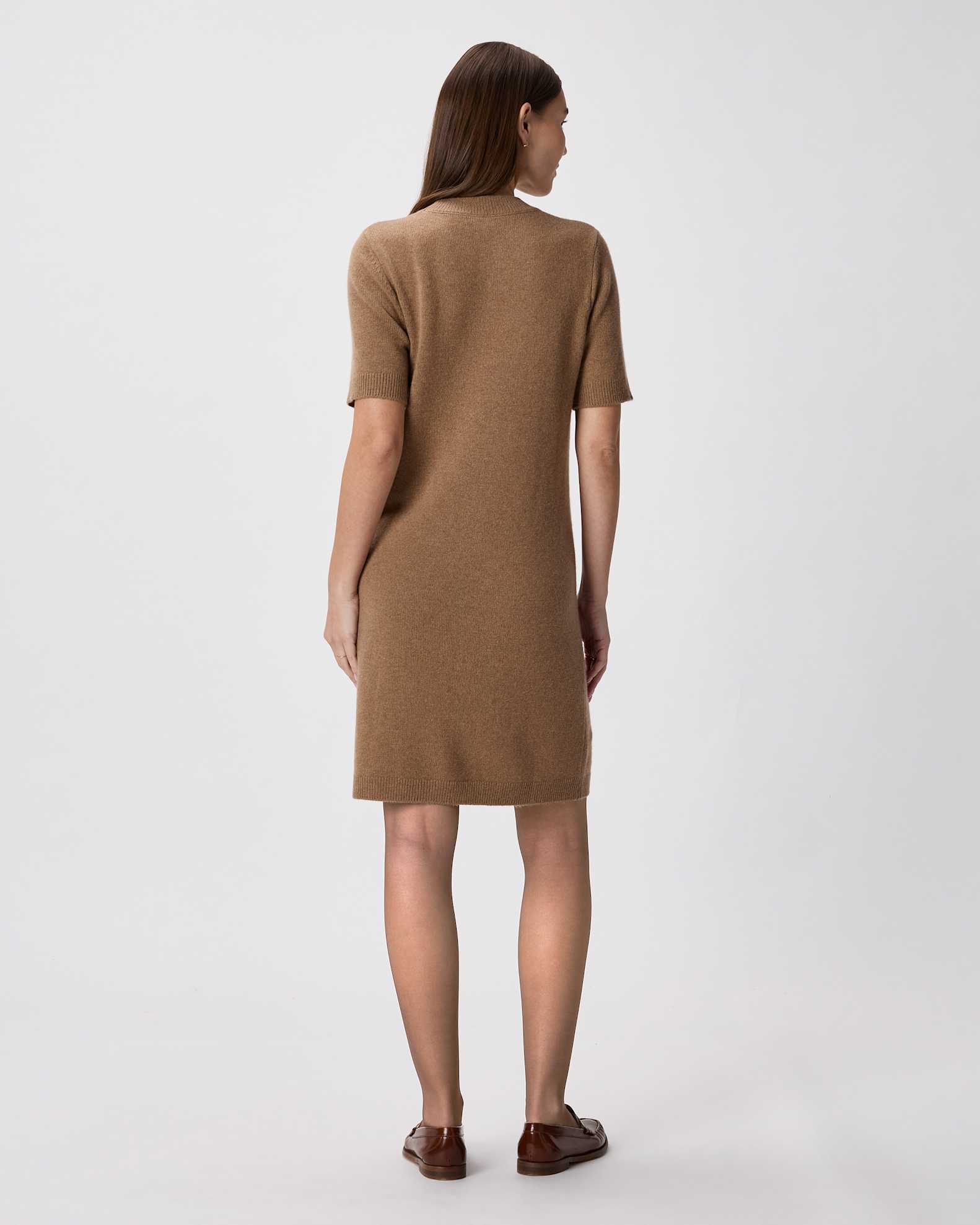 Women's Mongolian Cashmere Short Sleeve Mini Dress in Teak Brown, Size Small by Quince Women's Mongolian Cashmere Short Sleeve Mini Dress in Teak Brown, Size Small by Quince