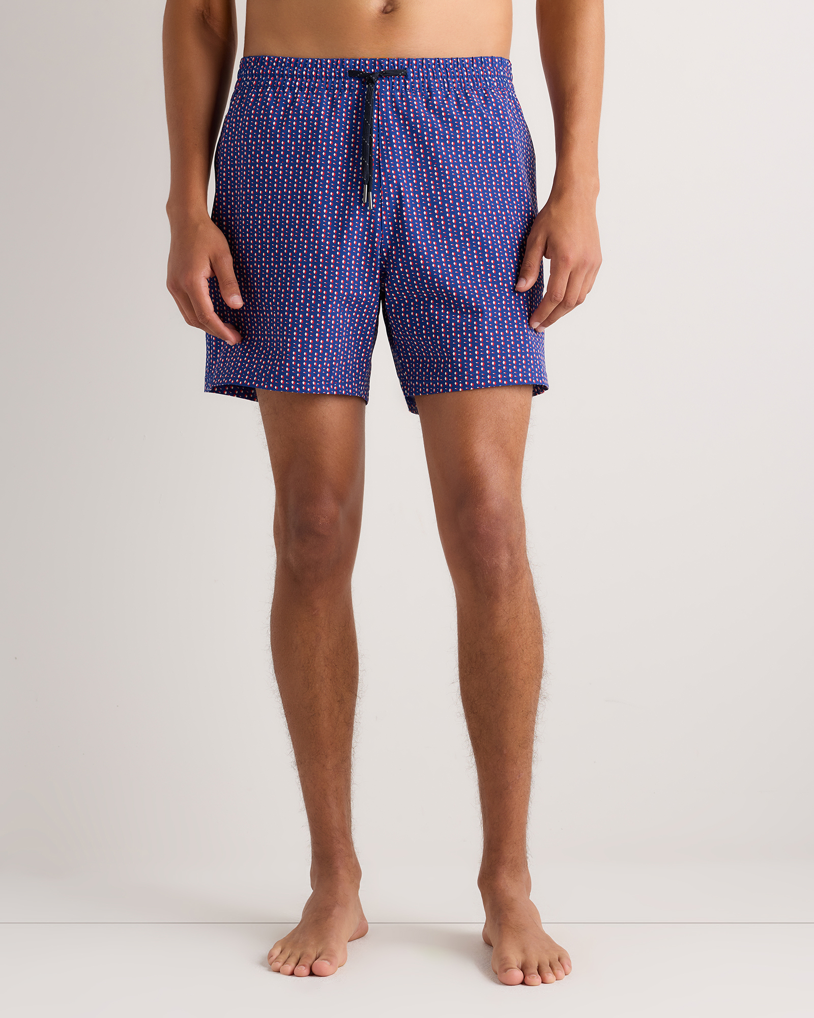Navy Diamond Geo Italian Swim Trunks - 5.5"