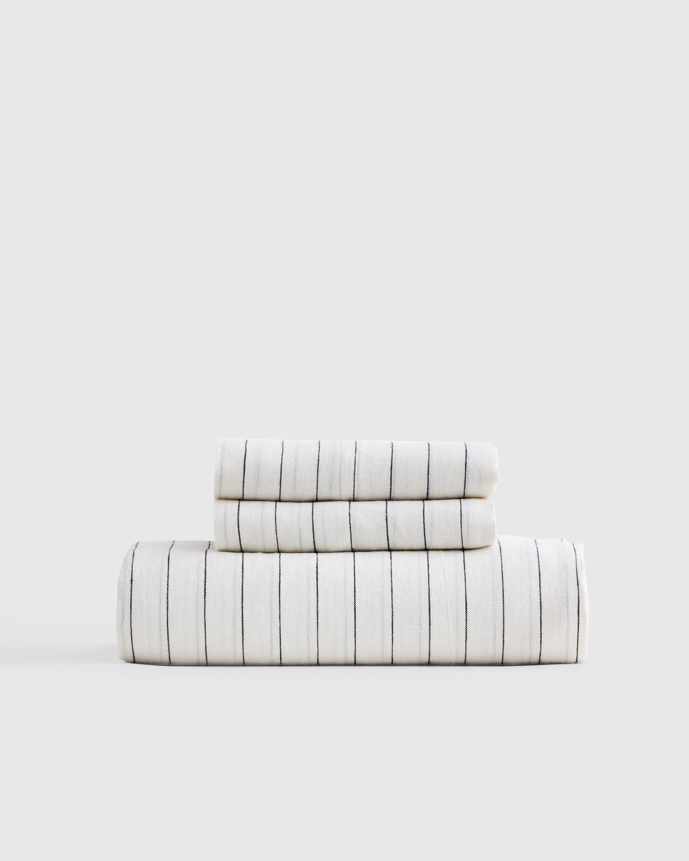Pencil Stripe European Linen Fitted Sheet Set