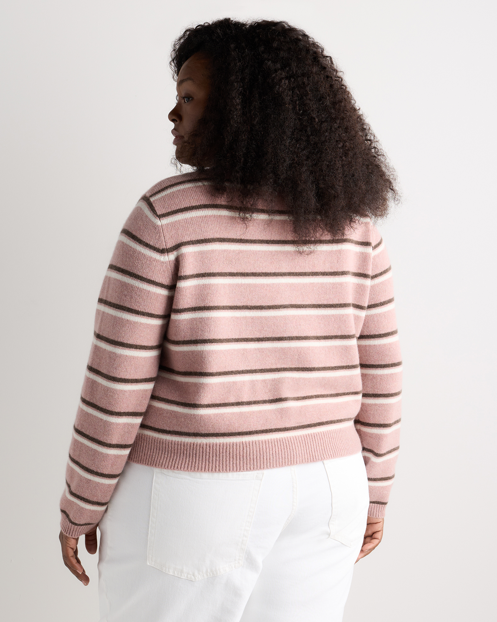 Mongolian Cashmere Cropped Crew Cardigan - Plus Size