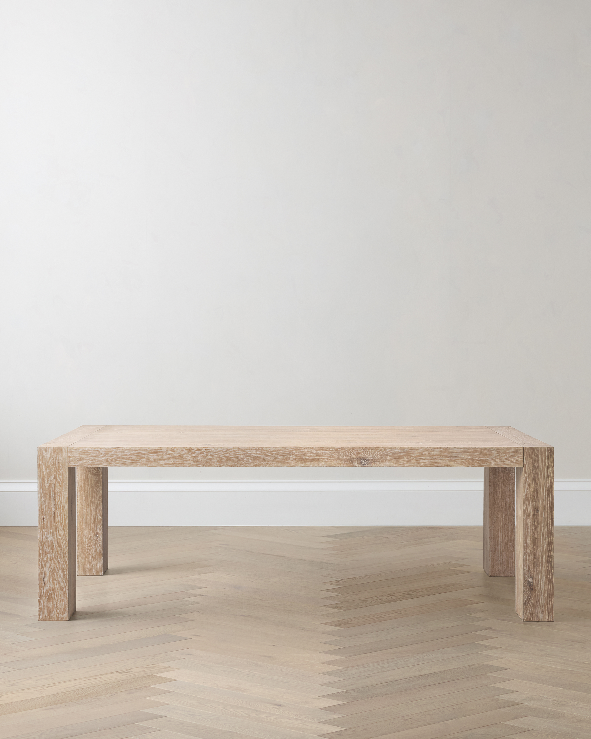 Washed Cream Reclaimed Oak Parsons Dining Table