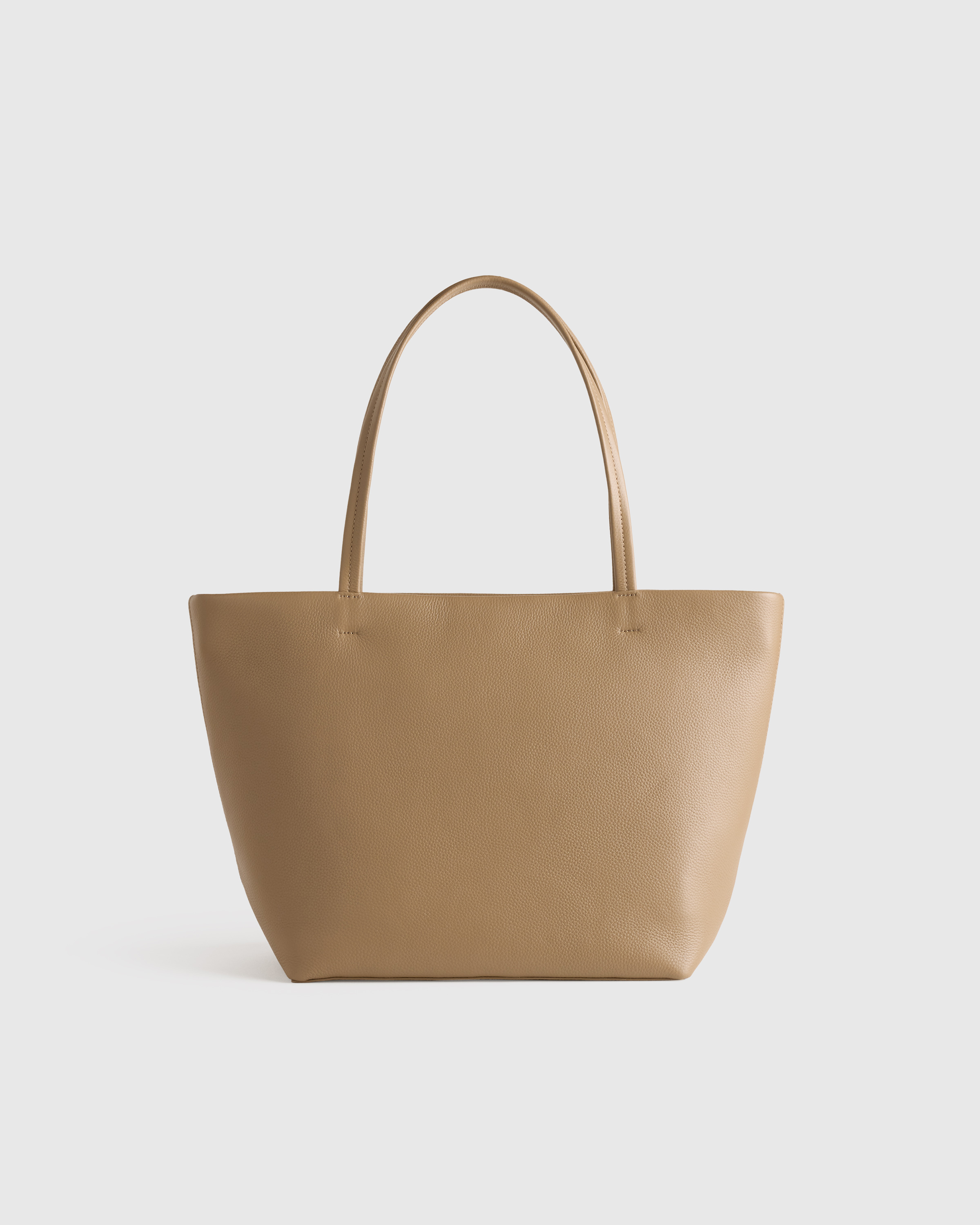 Warm Taupe Italian Leather Soft Shopper Tote