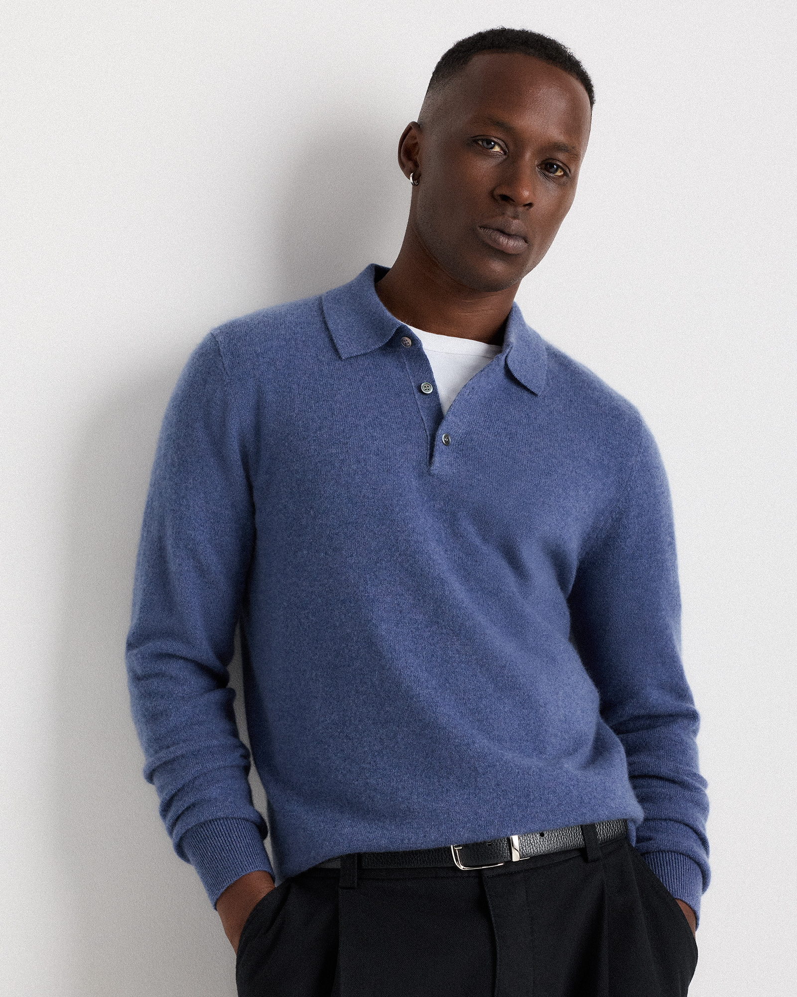 Mens Sweater Polo Shirt Black Cashmere Short Sleeve Sweater Mongolian  Cashmere Polo Sweater In Heather Storm