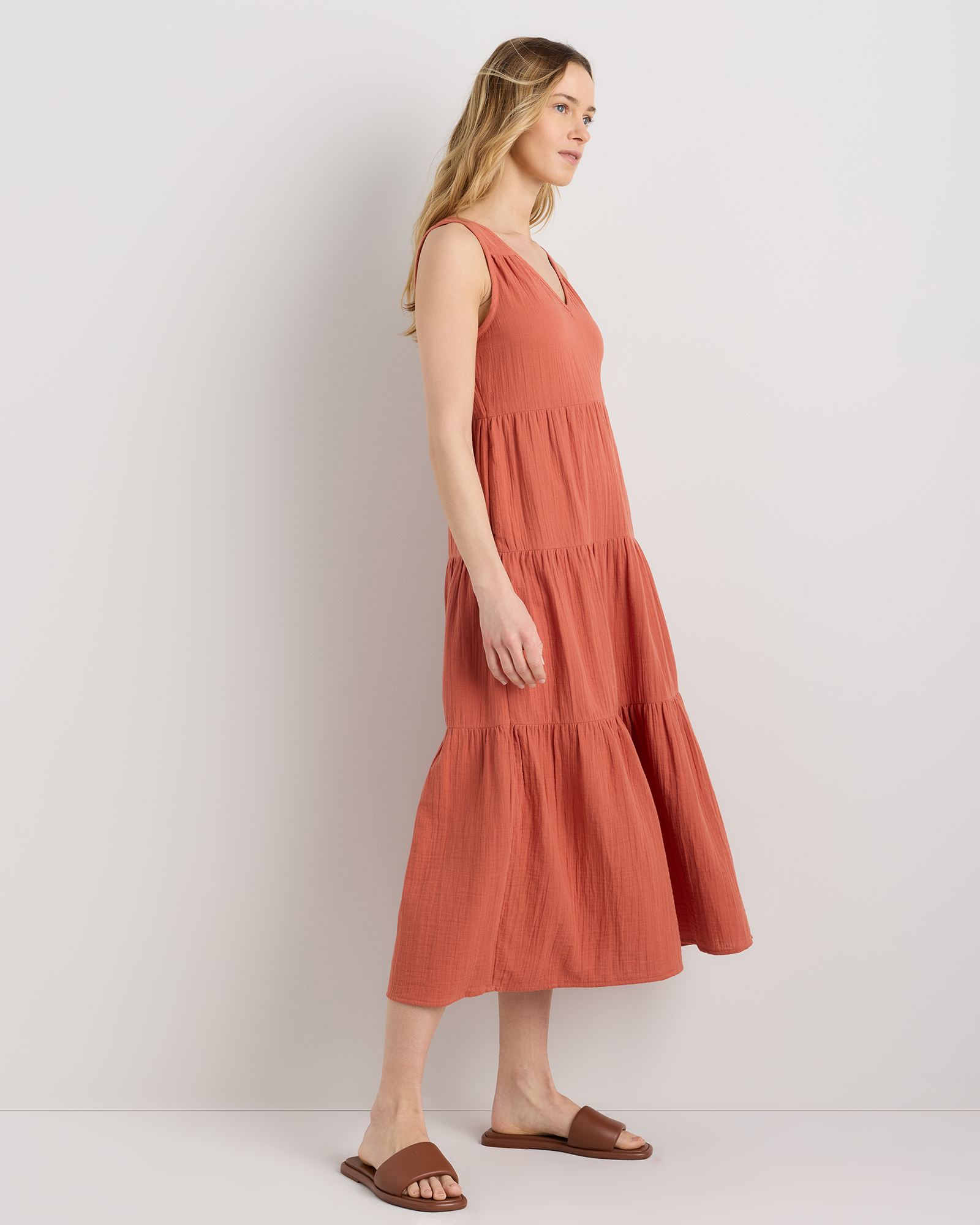 orange dress cotton Reiss Rowe Cotton Halterneck Belted Midi Dress