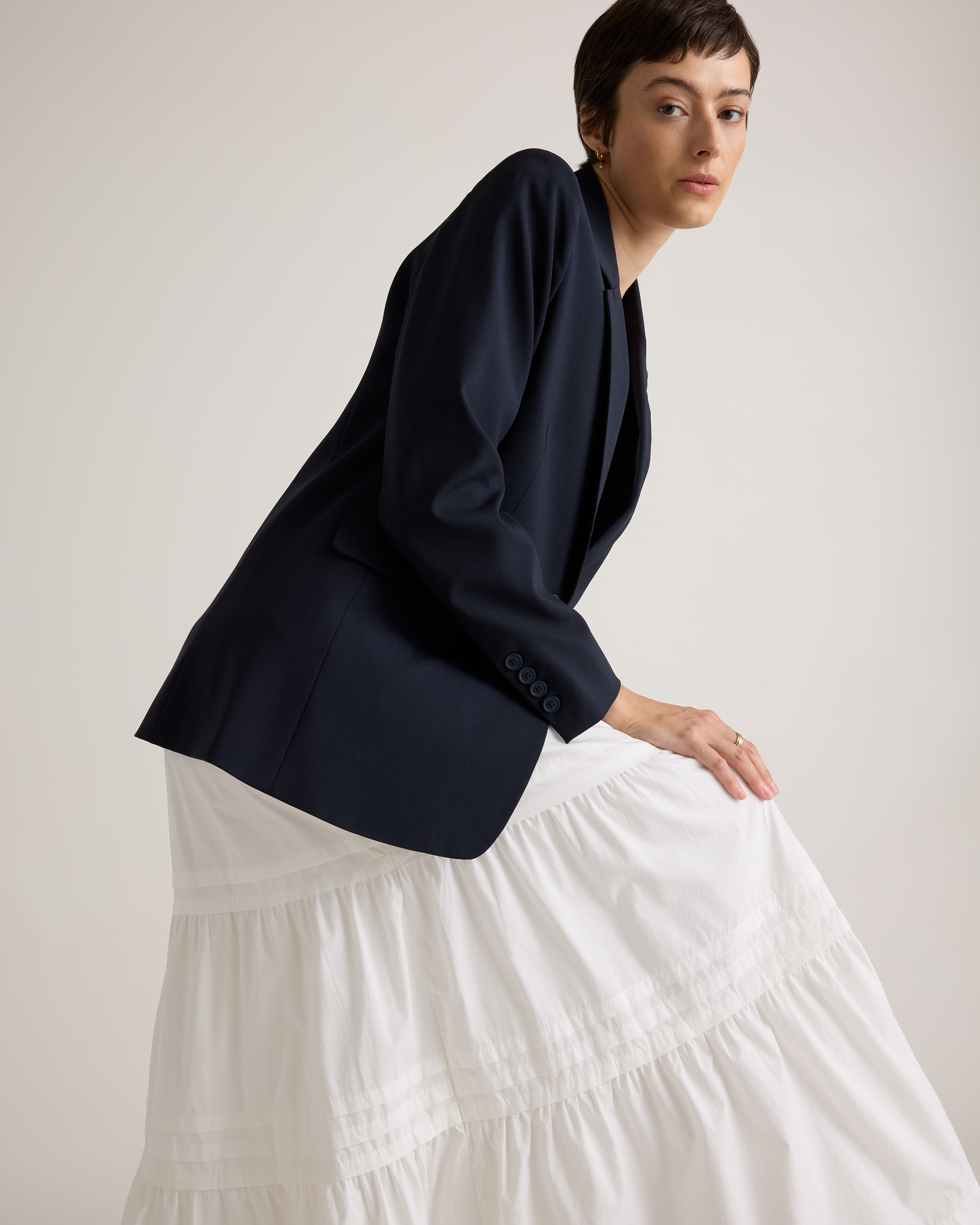 100% Organic Cotton Tiered Maxi Skirt in Classic White