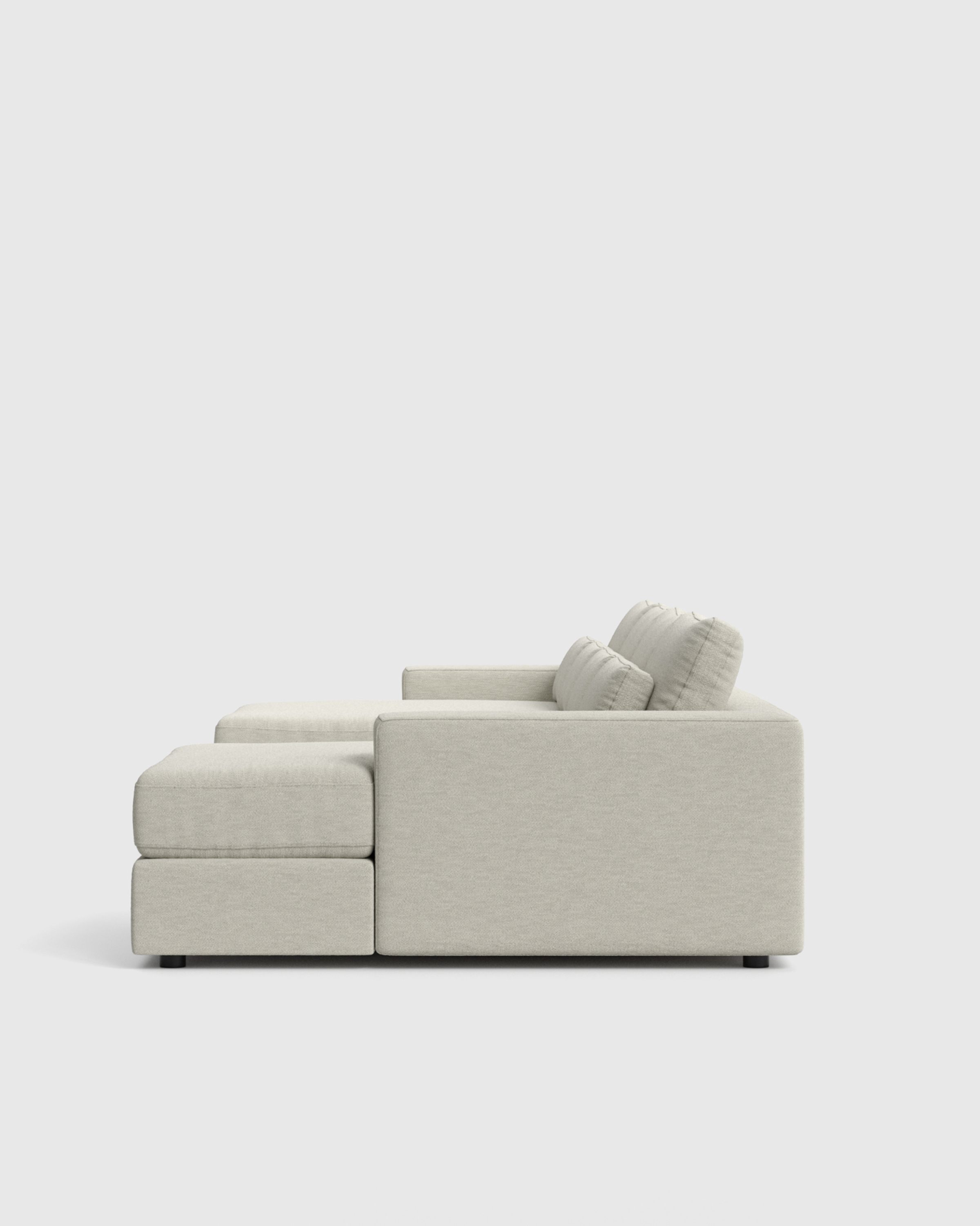 Square Arm Deep Seat U Sectional Flax Side