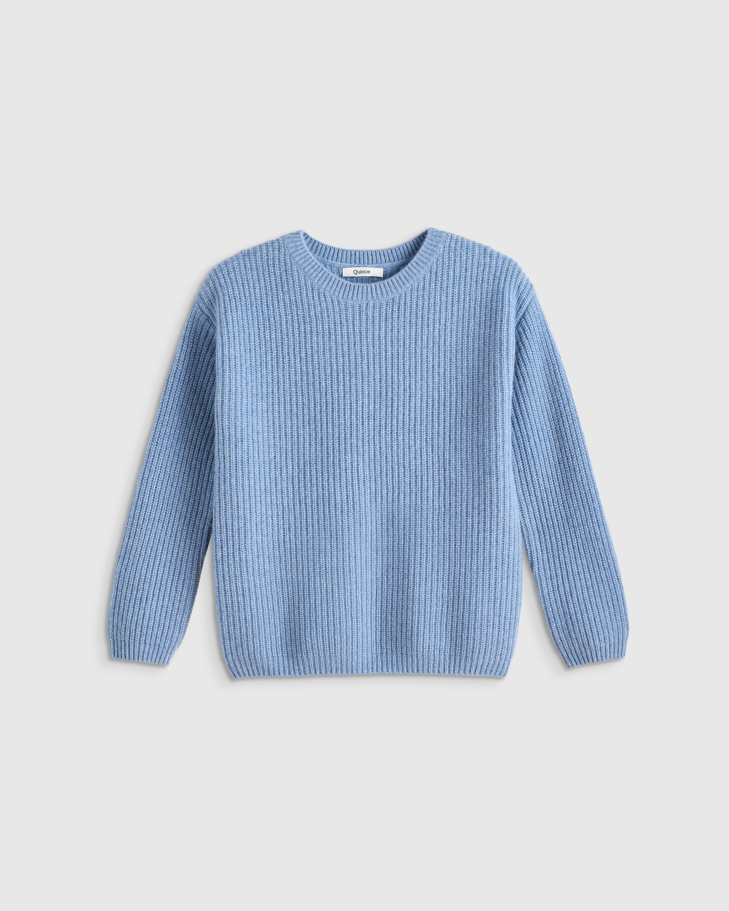 Faded Denim Washable Cashmere Fisherman Tunic Sweater