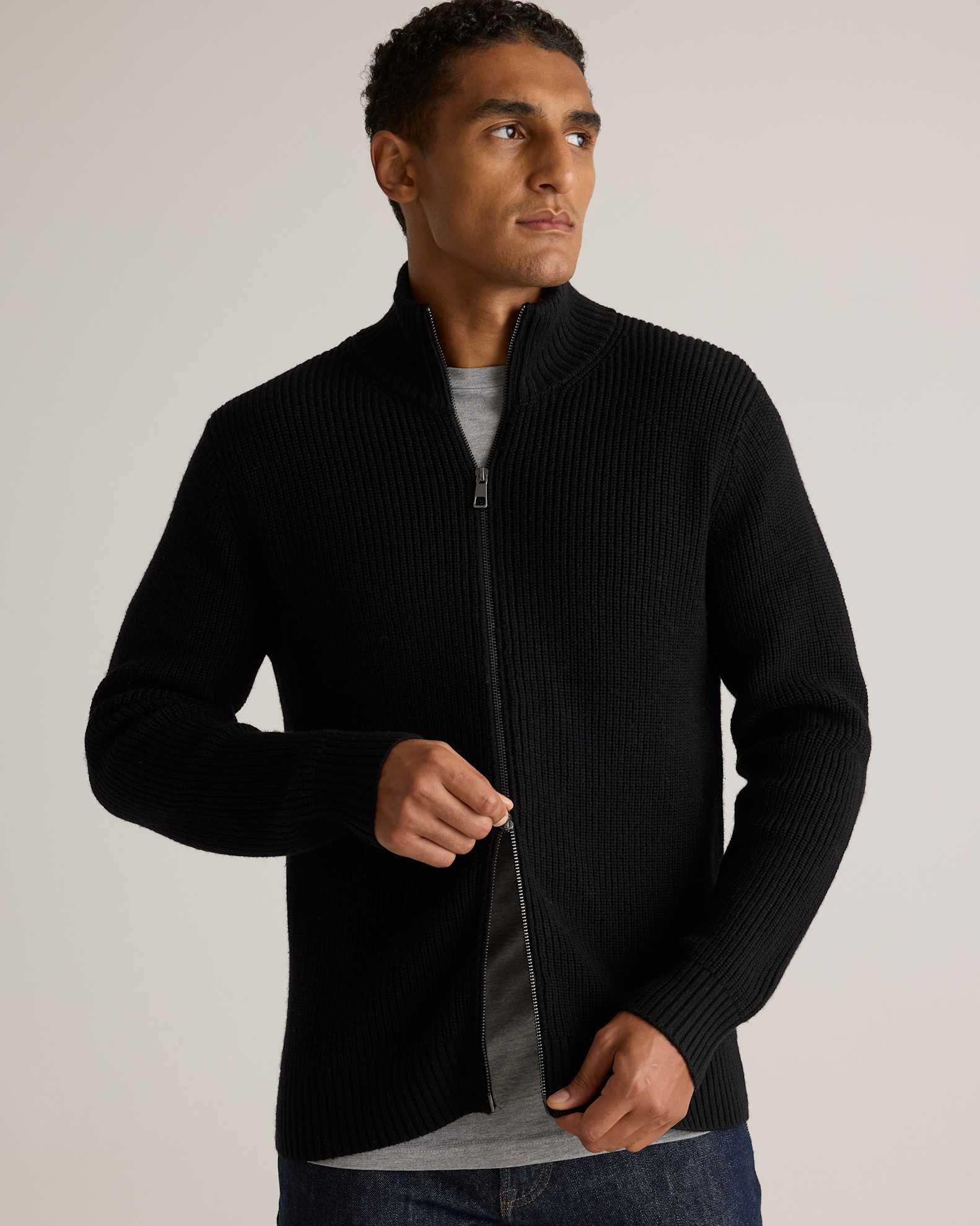 Australian Merino Wool Full Zip Sweater - Main Image