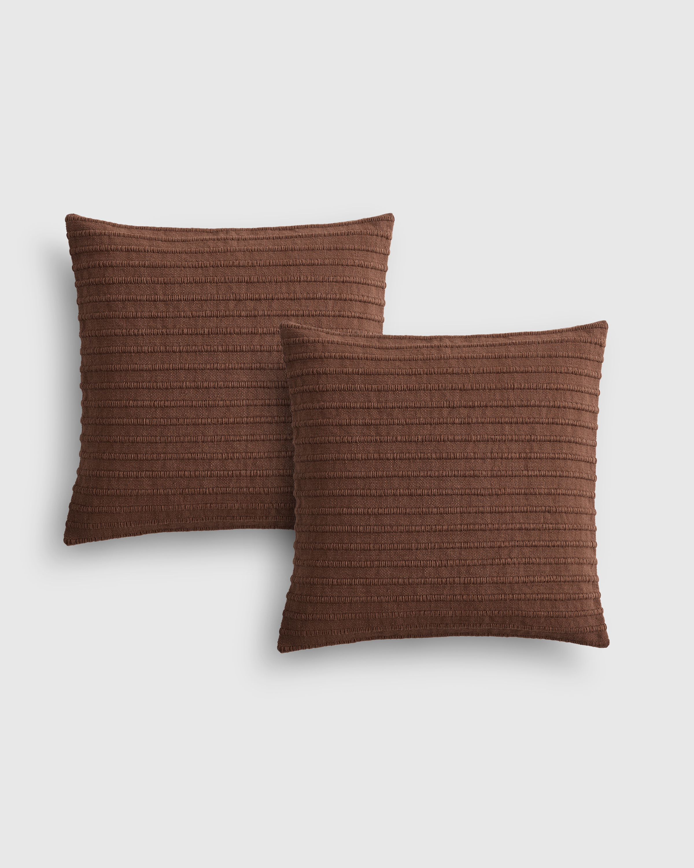 Red Clay Ribbed Wool Cotton Pillow Cover (Set of 2)