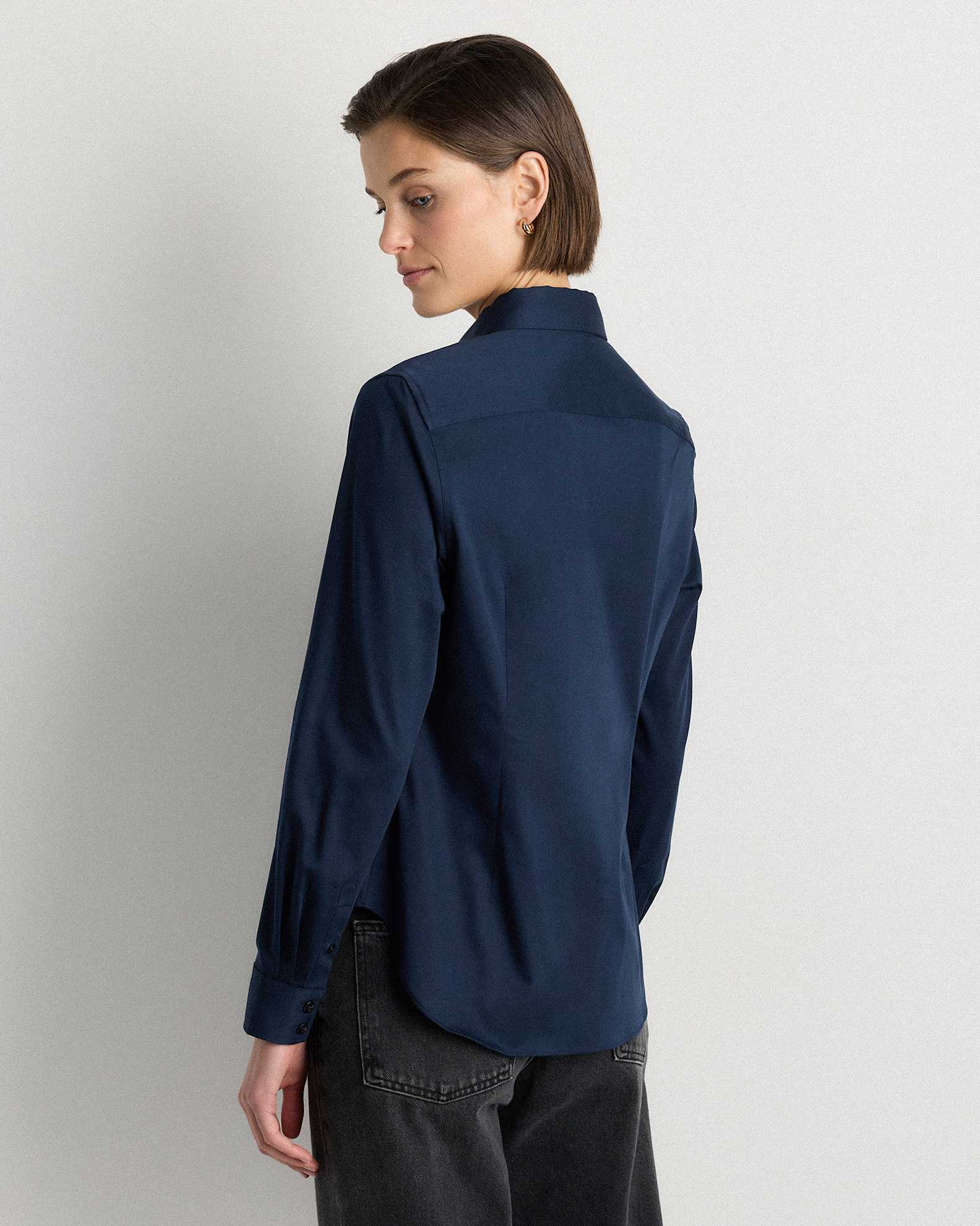 Women's Organic Stretch Cotton Tailored Shirt in Solid Navy, Size Large, Organic Cotton by Quince Women's Organic Stretch Cotton Tailored Shirt in Solid Navy, Size Large, Organic Cotton by Quince