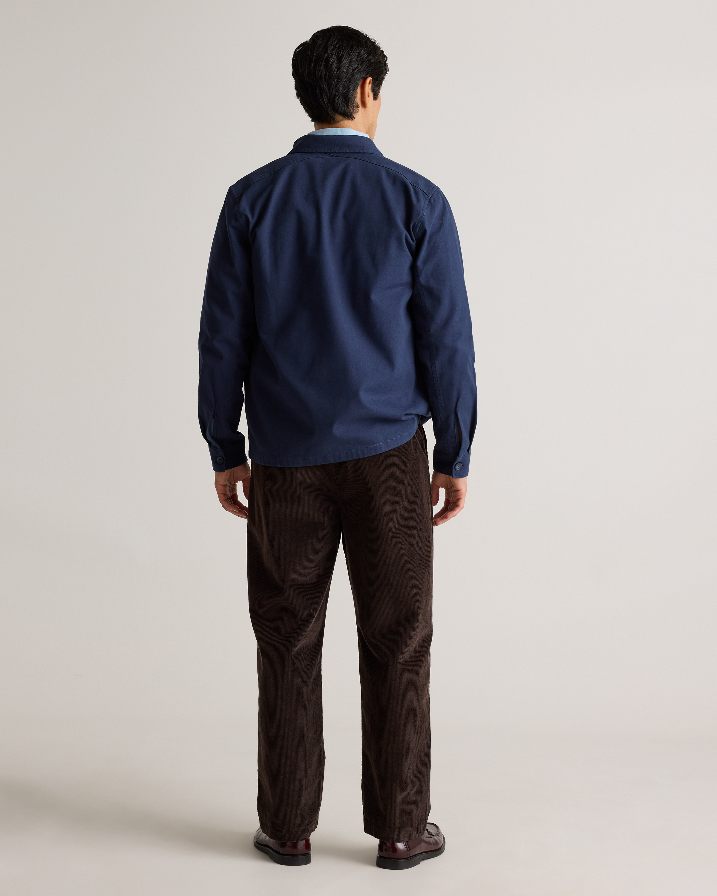 Double-brushed Stretch Overshirt Jacket in Navy