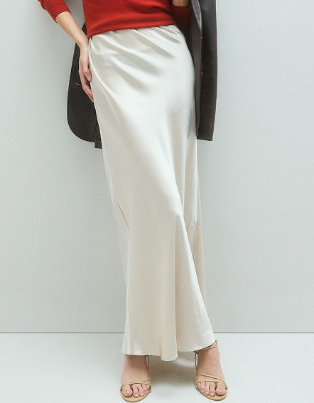 Champagne 100% Washable Silk Maxi Skirt