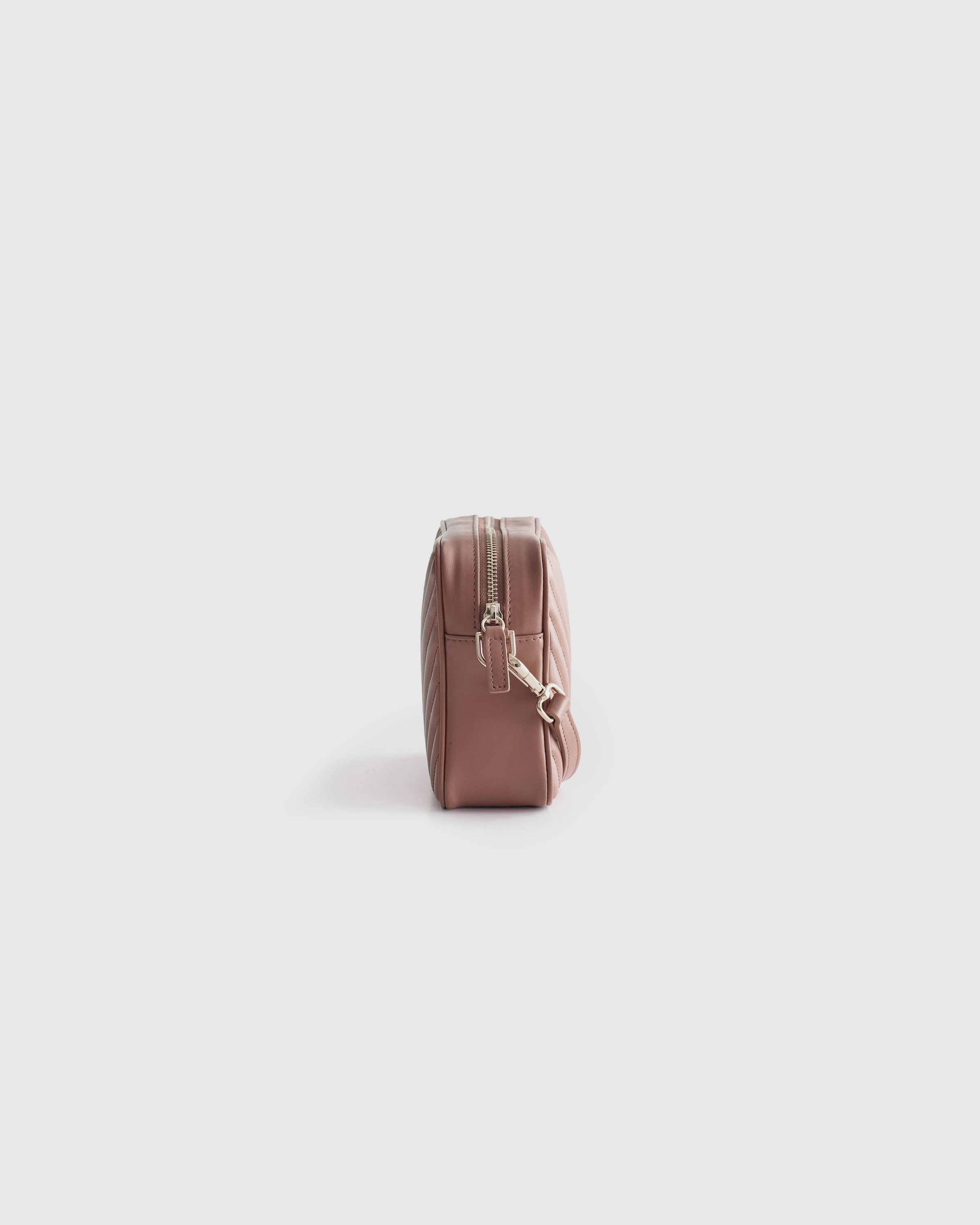 Italian Leather Quilted Crossbody Bag in Dark Taupe