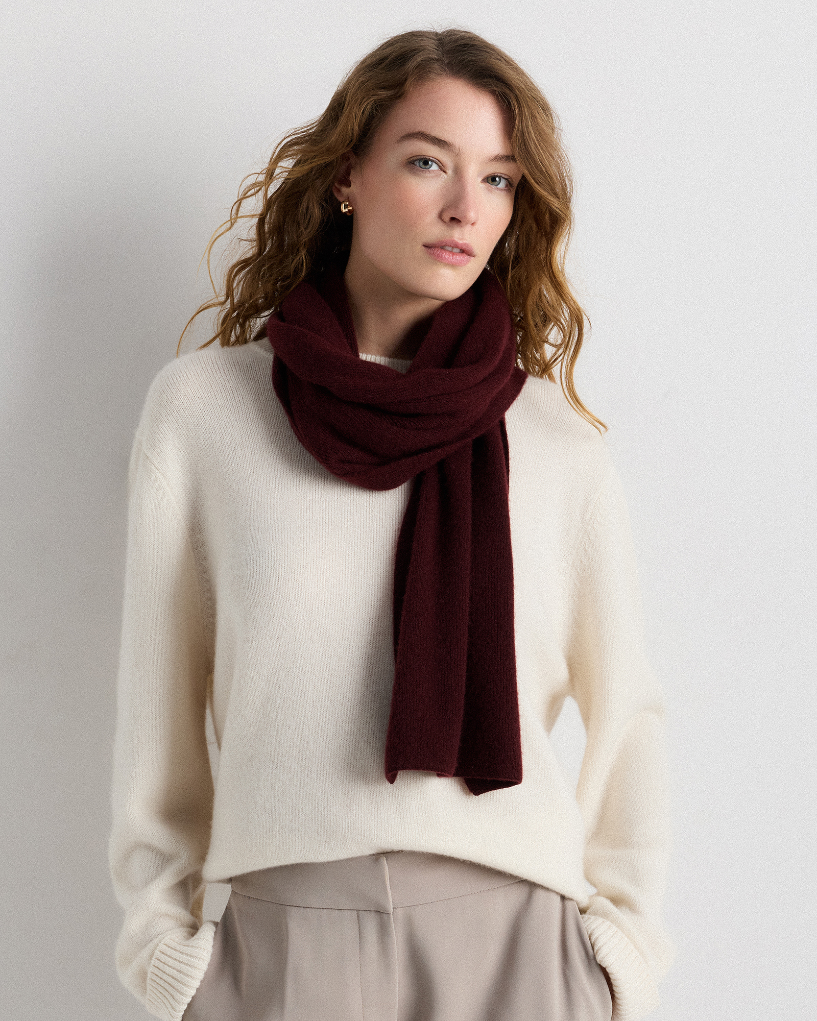 Rich Burgundy Mongolian Cashmere Scarf