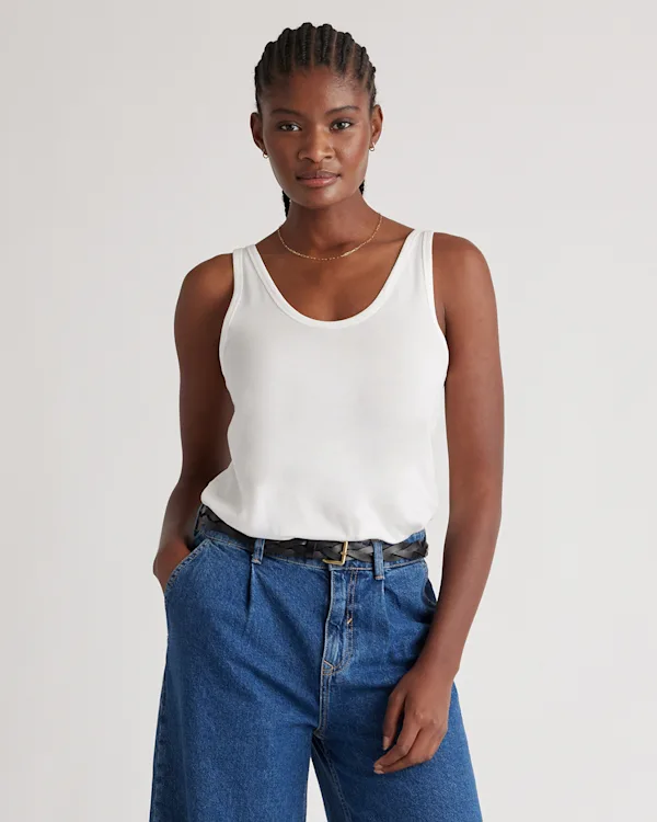 Cotton Modal Double Scoop Neck Tank