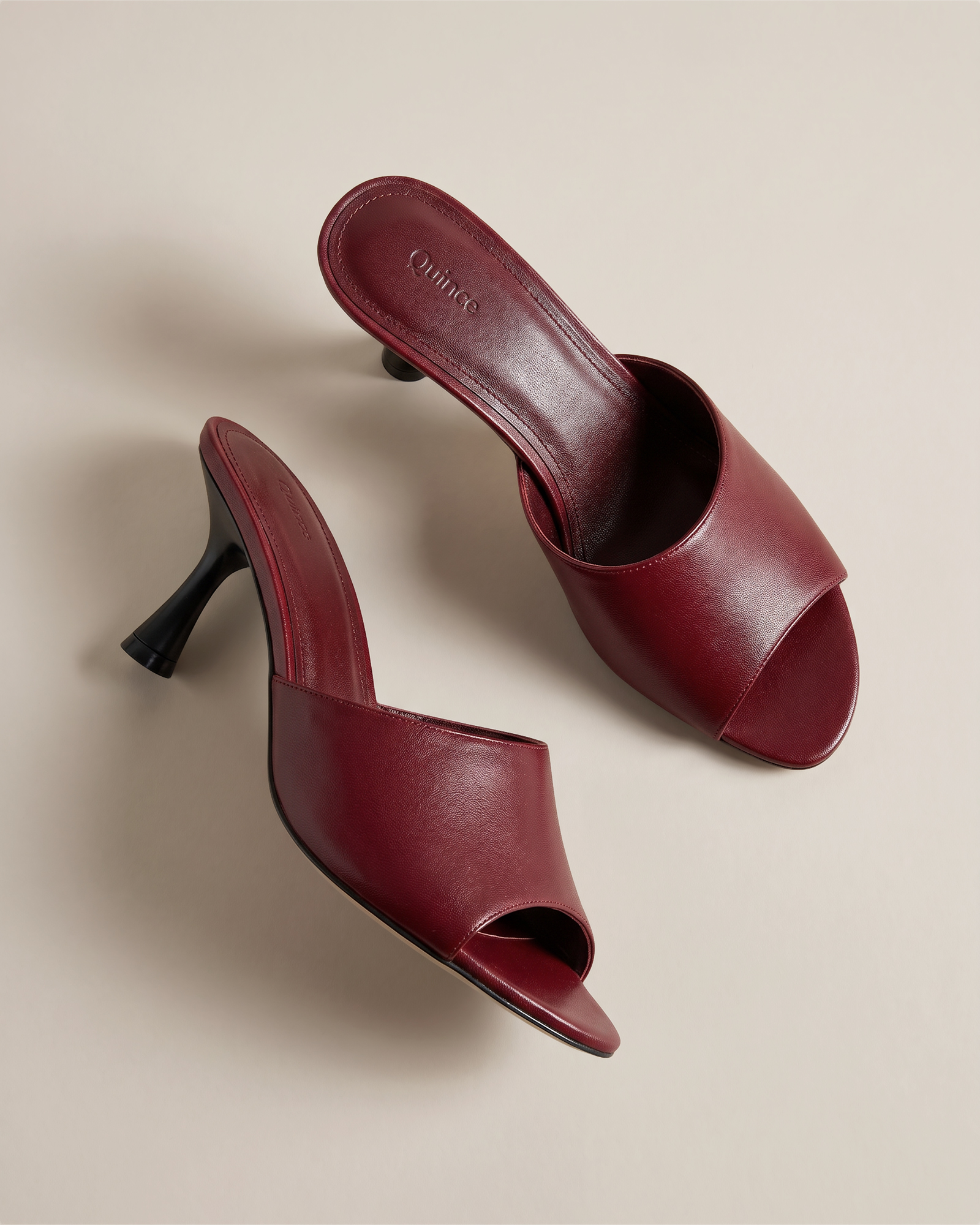 Oxblood Italian Leather 65mm Stiletto Mule