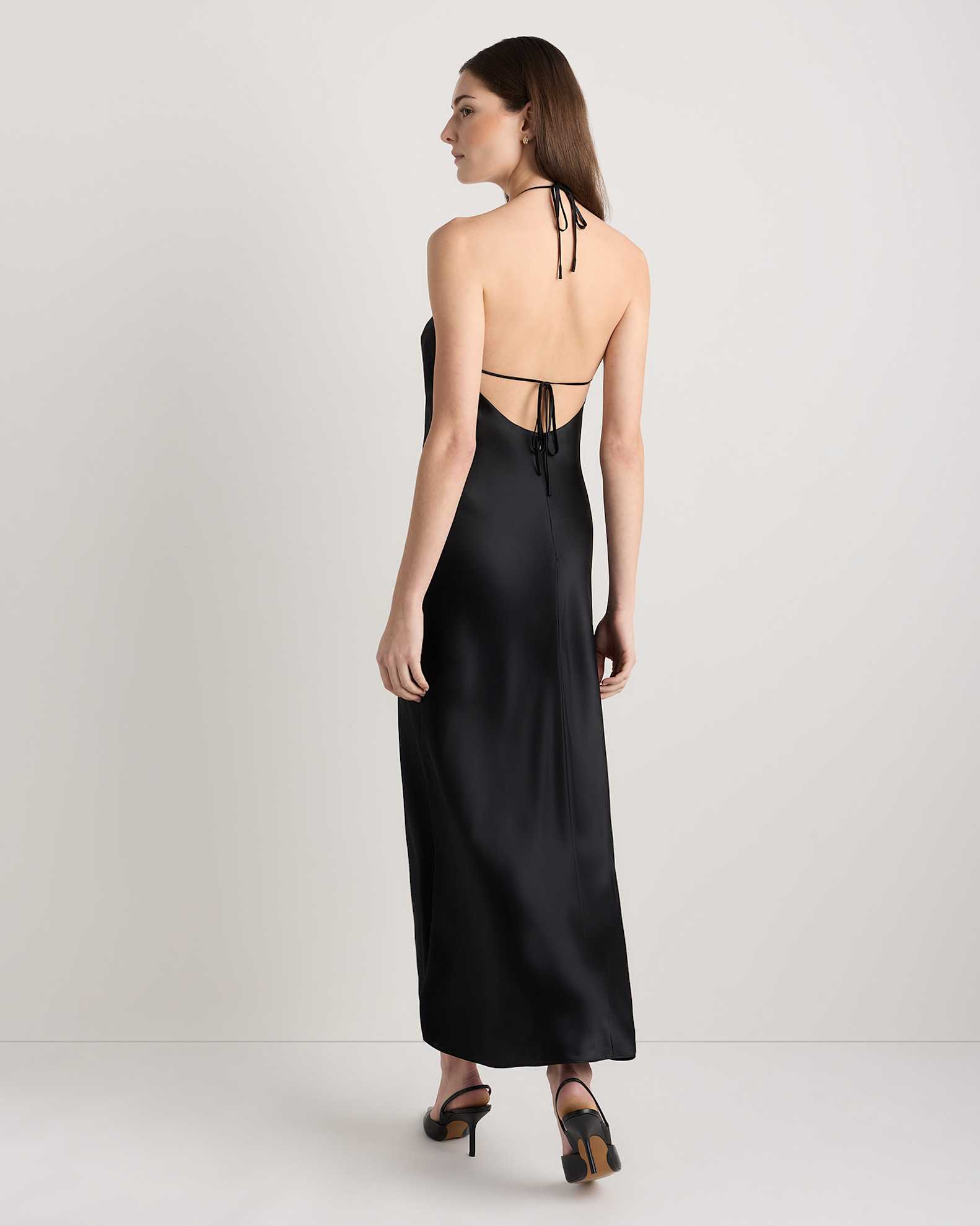 Women's Halter Maxi Dress in True Black, Size XL, Silk by Quince Women's Halter Maxi Dress in True Black, Size XL, Silk by Quince