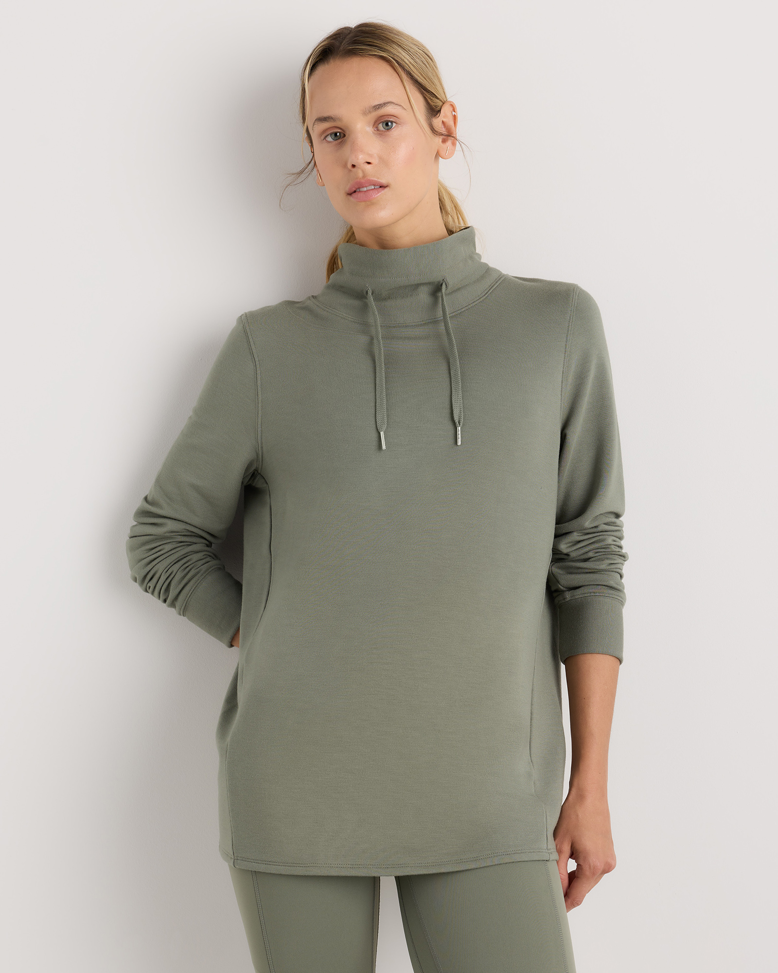 Smoked Thyme Green SuperSoft Fleece Mock Neck Pullover
