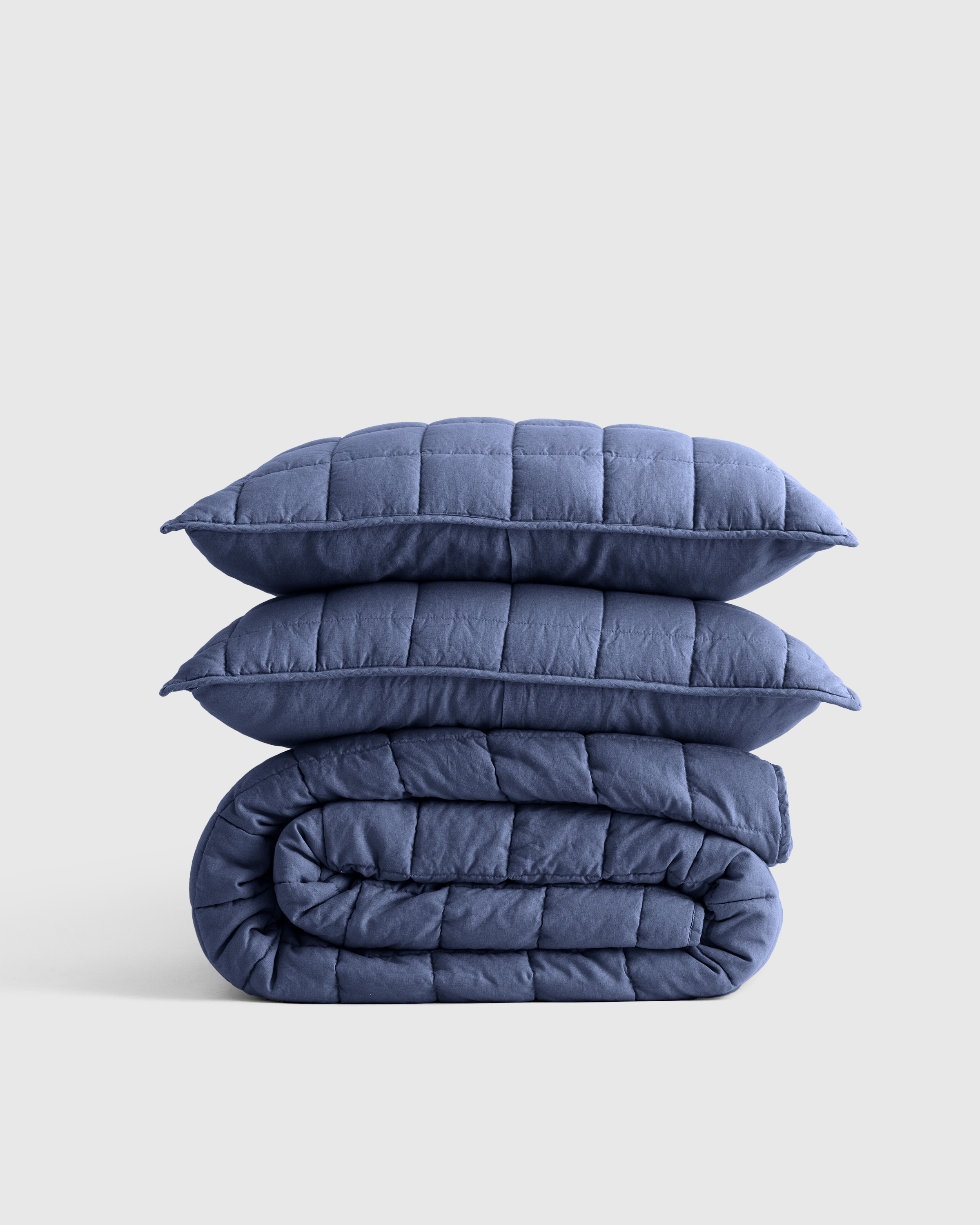 Quince European Linen Box Quilt Set Queen