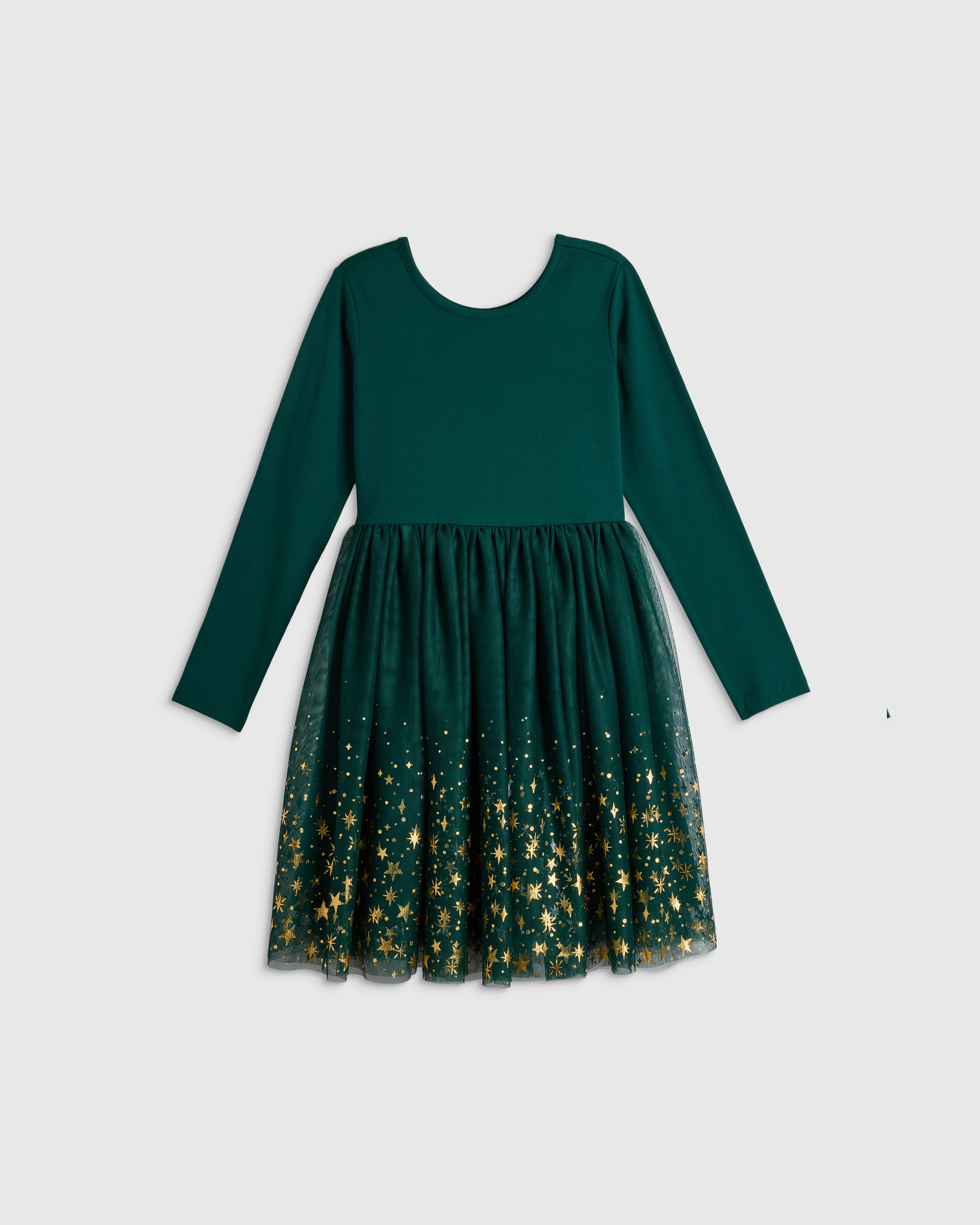 Forest Green Girls Shimmer Tulle Dress