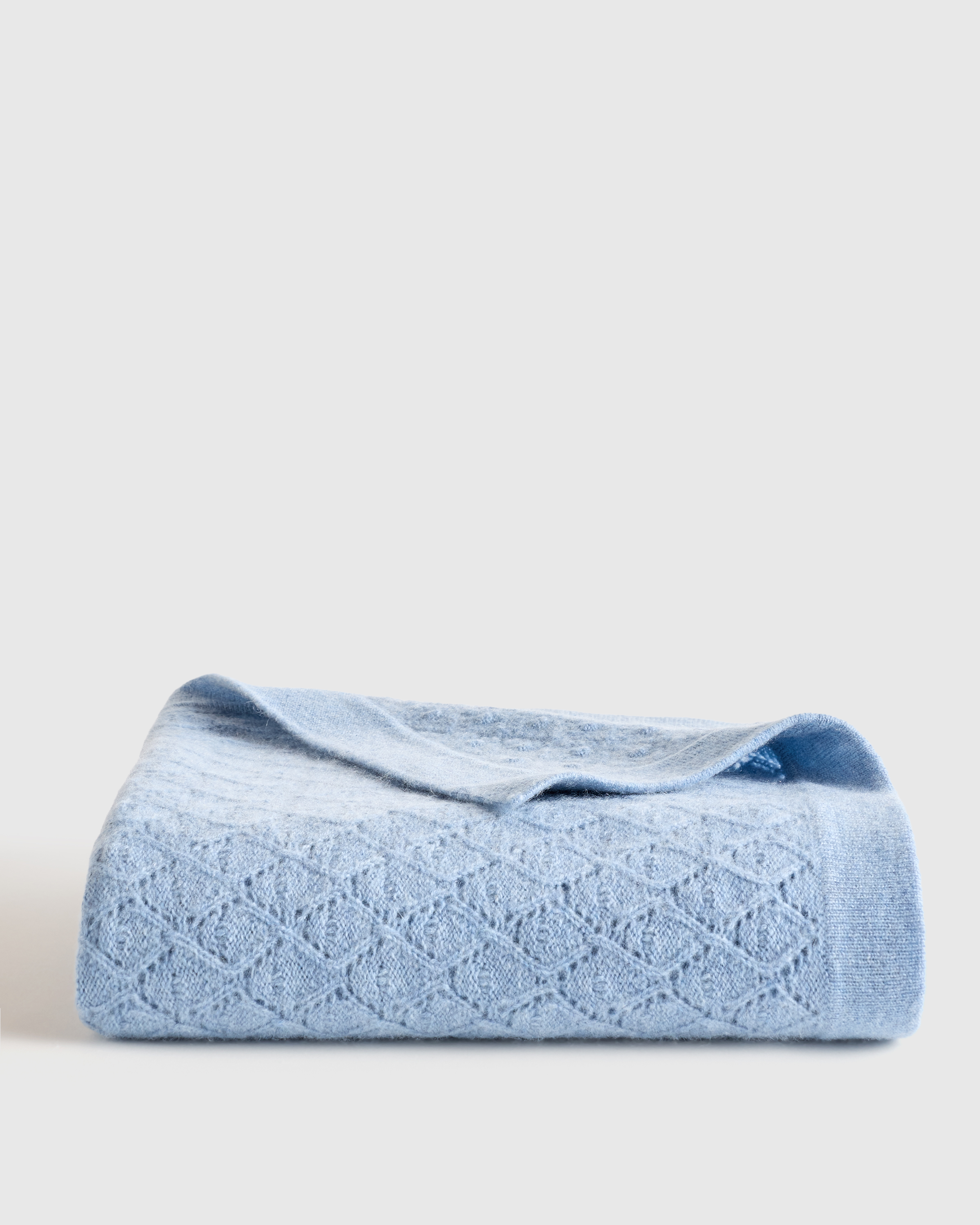 Faded Denim Mongolian Cashmere Pointelle Baby Blanket