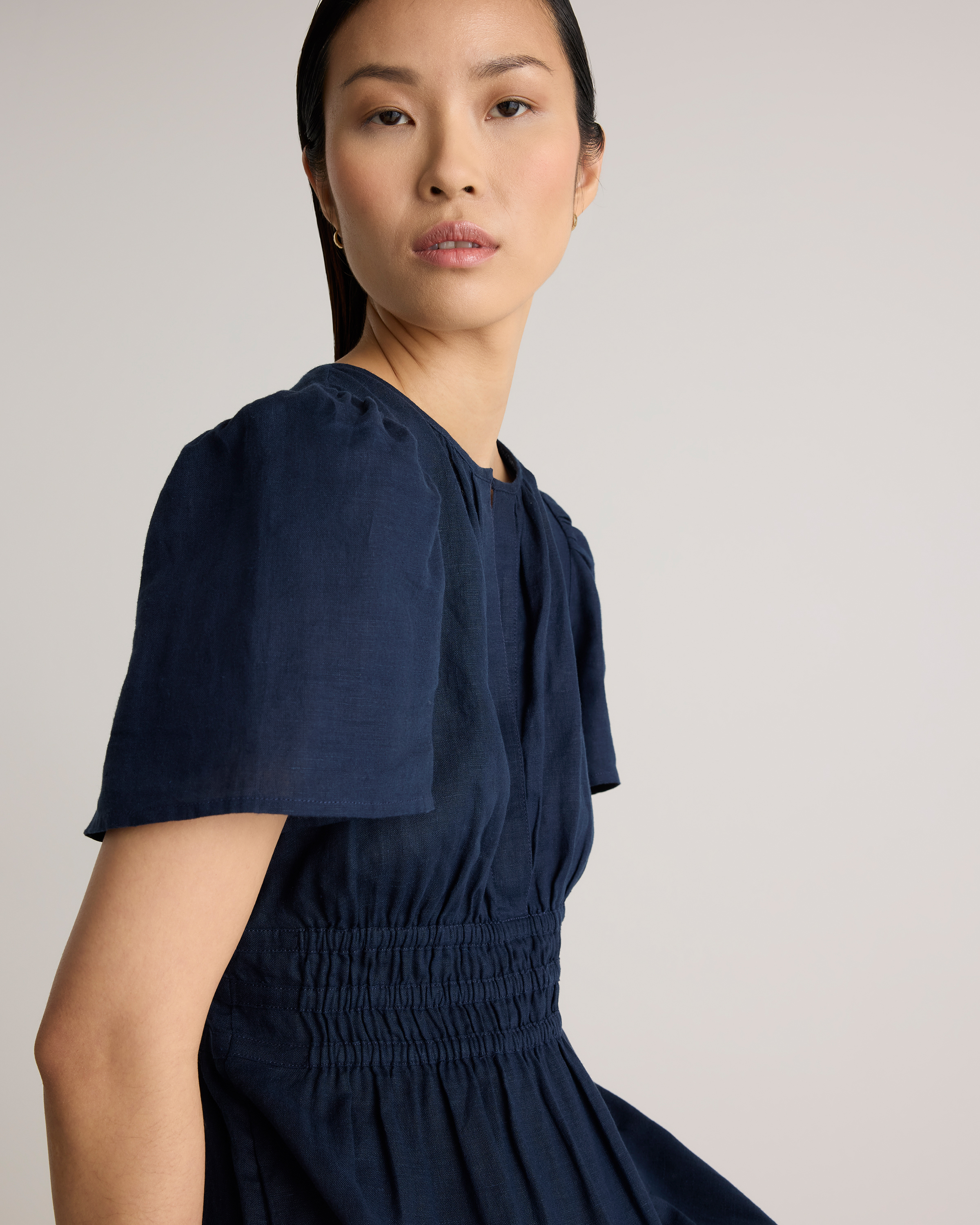 Women's 100% European Linen Tiered Maxi Dress in Deep Navy, Size Xs by Quince