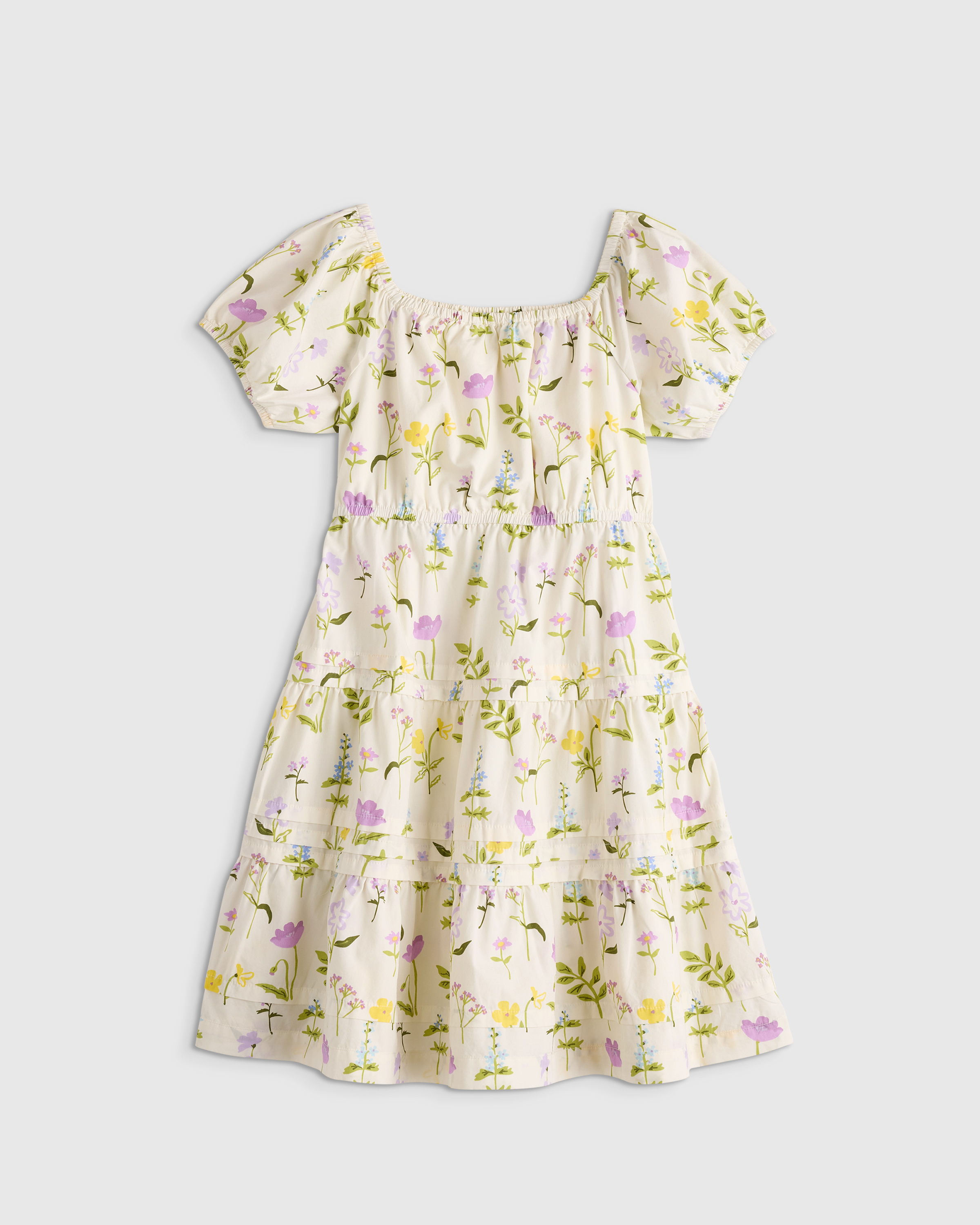 Wildflower Botanical 100% Organic Cotton Poplin Tiered Dress