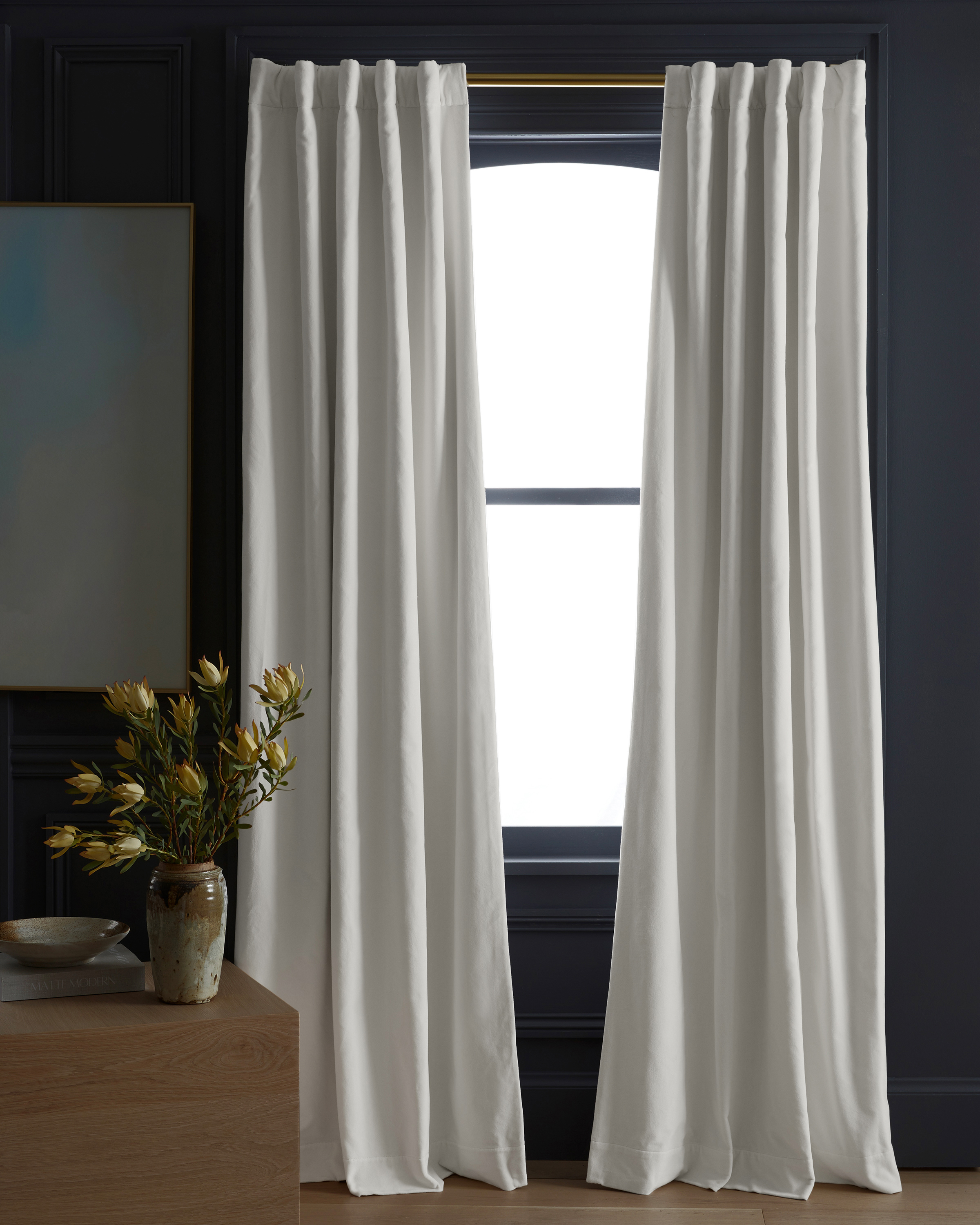 Ivory Cotton Velvet True Blackout Curtain