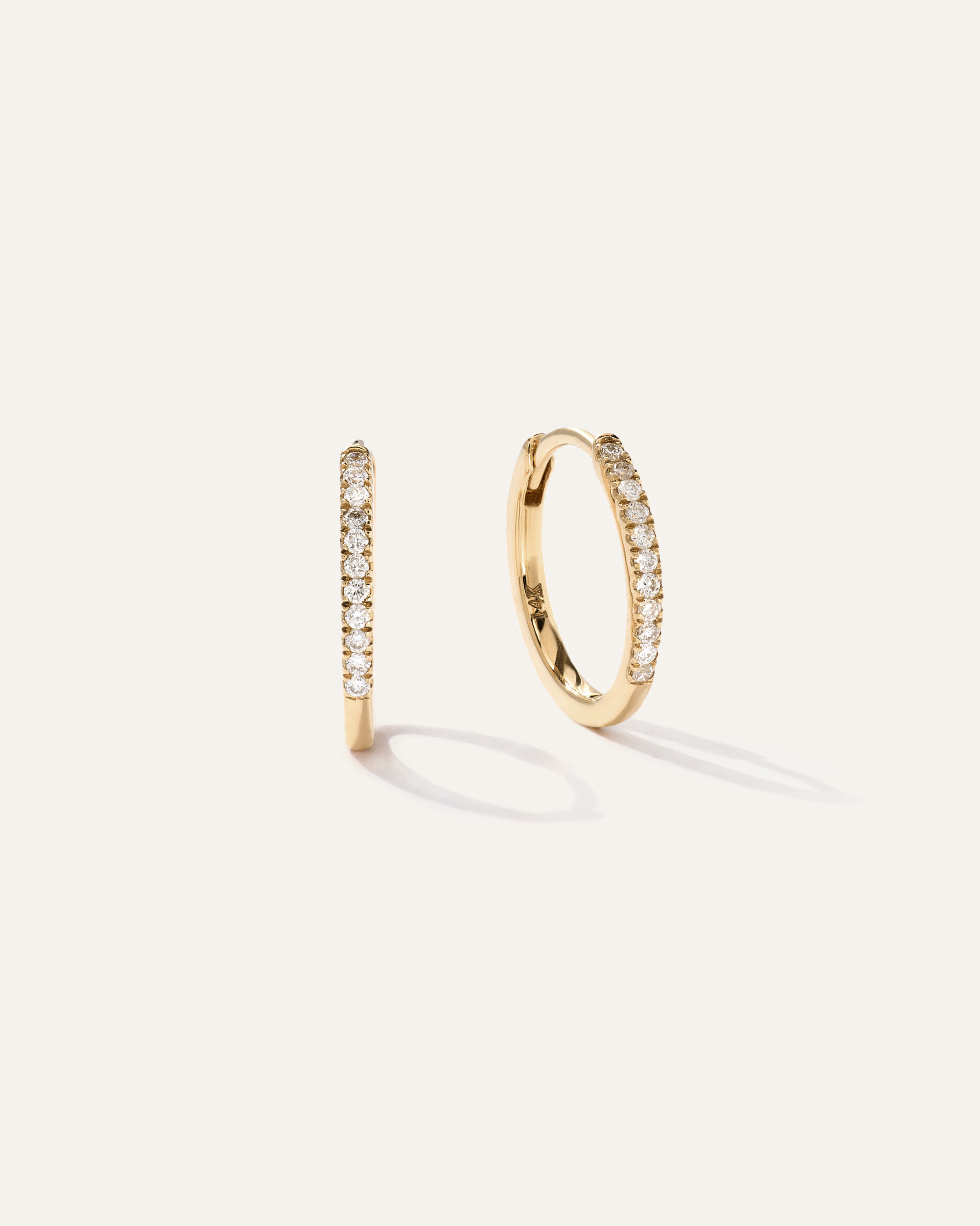 Yellow Gold 14K Gold Diamond Pave Hoops