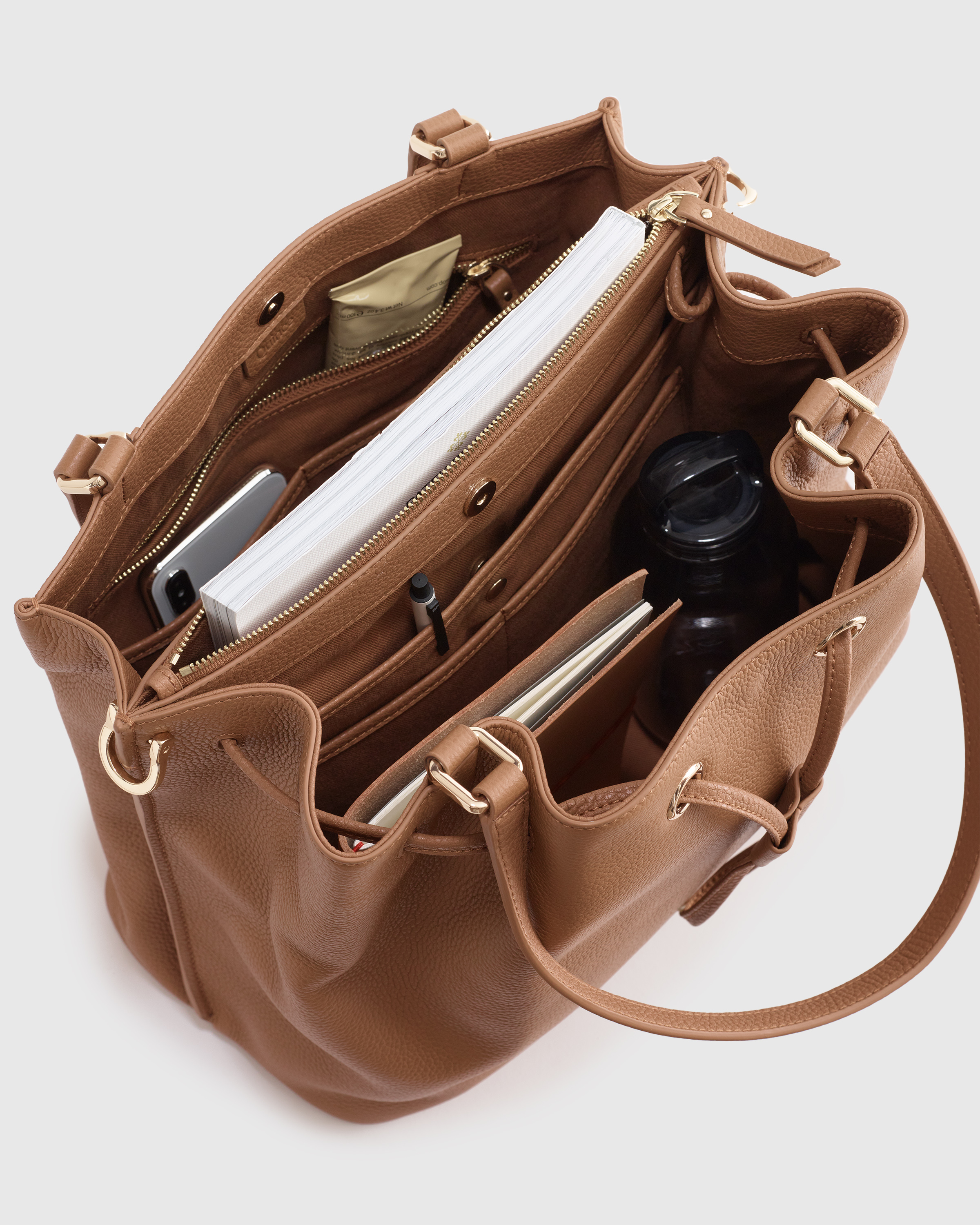 Italian Leather Triple Compartment Bucket Bag