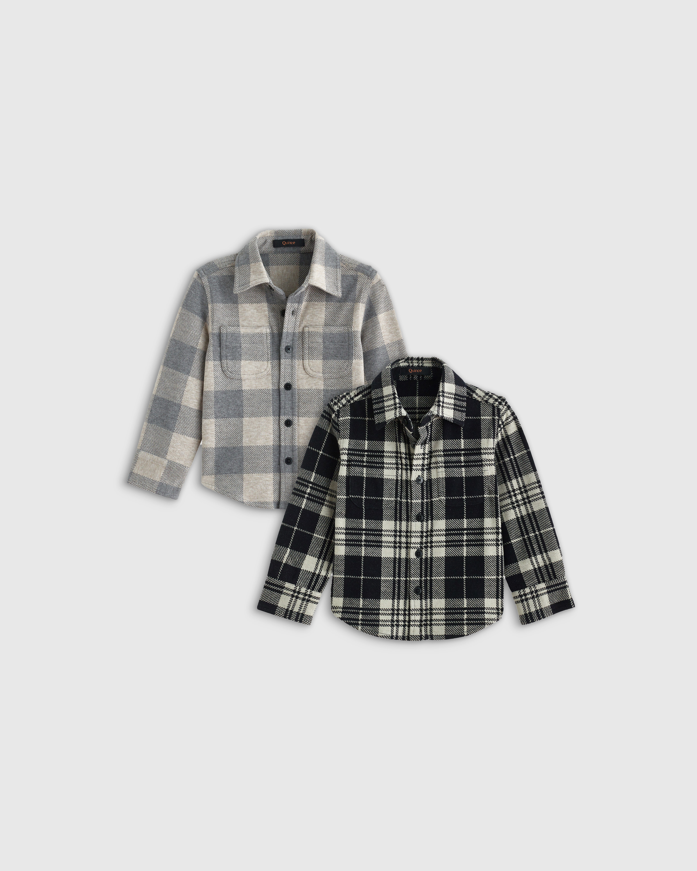 Taupe Buffalo/Black Check Stretch Sweater Fleece Shirt 2-Pack