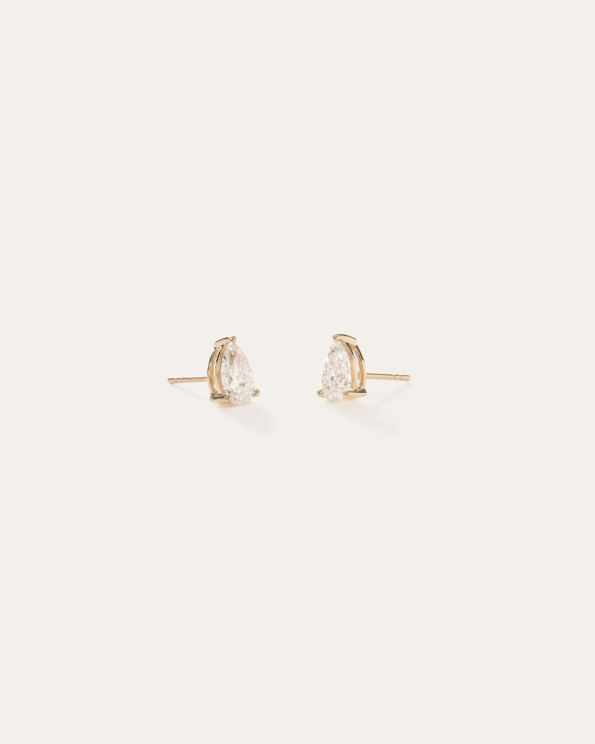 Yellow Gold 14k Gold Lab Grown Diamond Pear Solitaire Studs - 2ctw